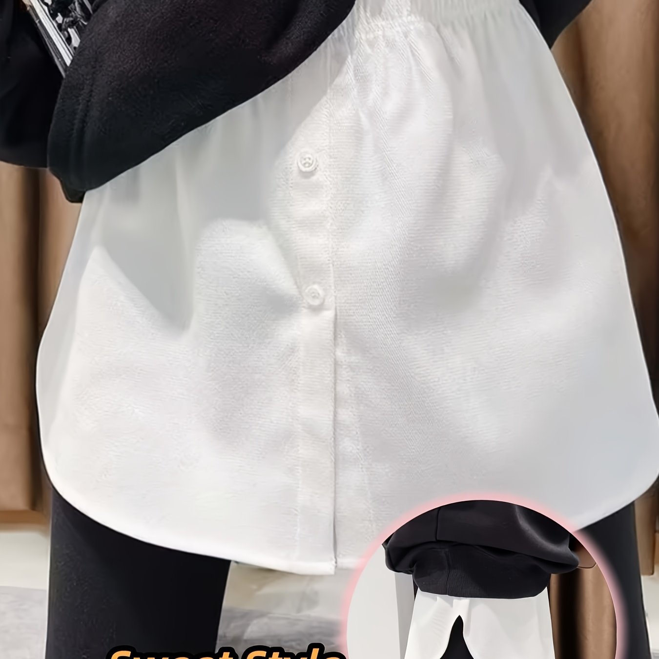 TEMU Jupe à ourlet superposable pour japonais et coréen , jupe de base ample et tendance, jupe croisée couvrant les hanches