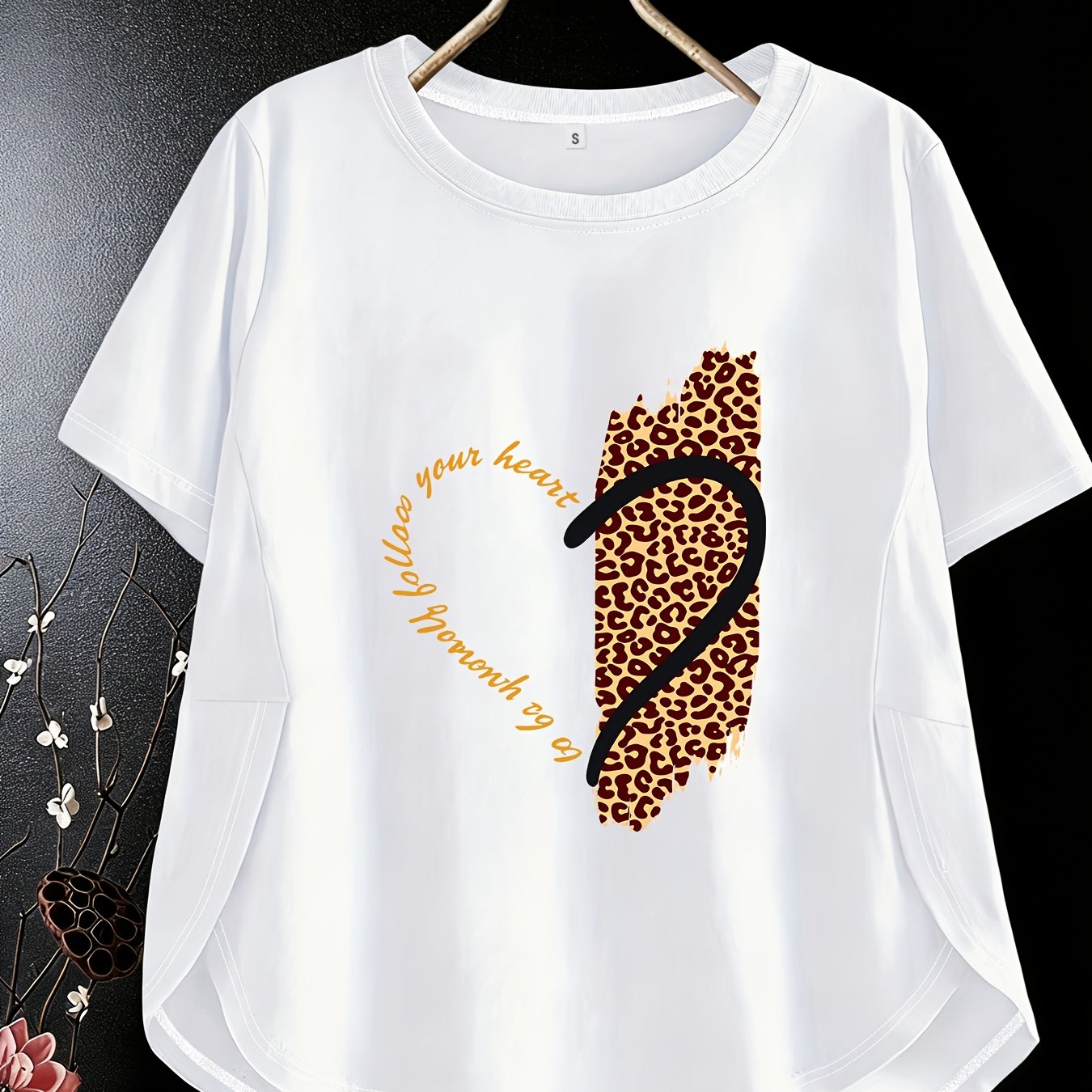 TEMU Plus Size, Plus Size Women's Loose Crew Neck Printed Short Sleeve T-shirts For