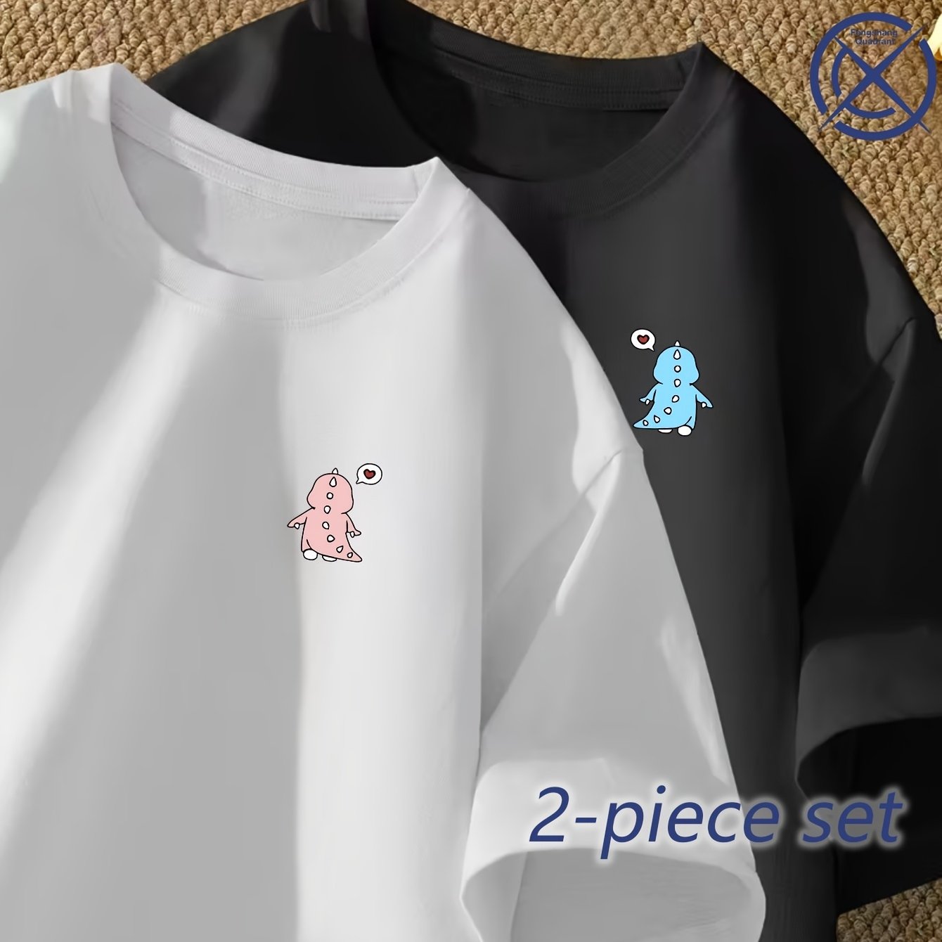 TEMU Valentine's Day 2pcs Pink And Couple Pattern Print Short Sleeve Couple T-shirt Date Dinner/ In Multi Scene Wearing Gift For Boyfriend And