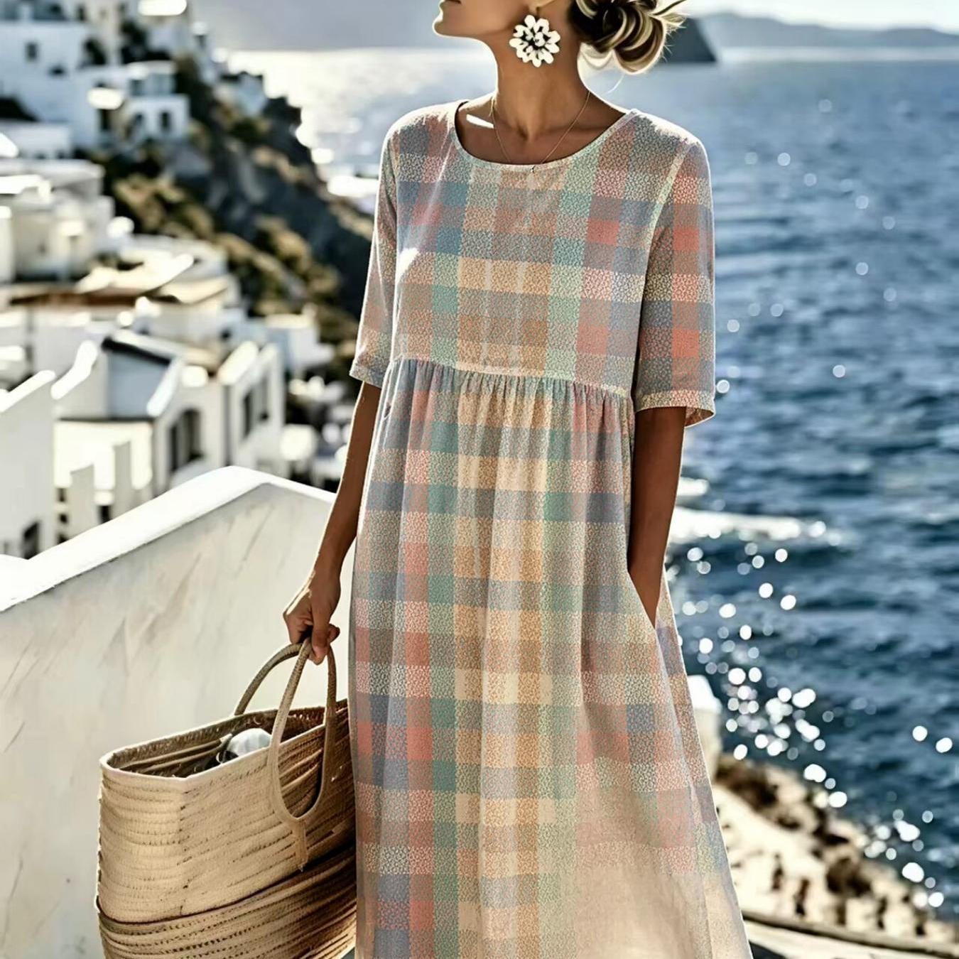Image of Women's Summer Dress Casual Loose Comfy Casual Resort Style Fashionable And Elegant Machine Washable Suitable For Daily And Commuting The For Gifts