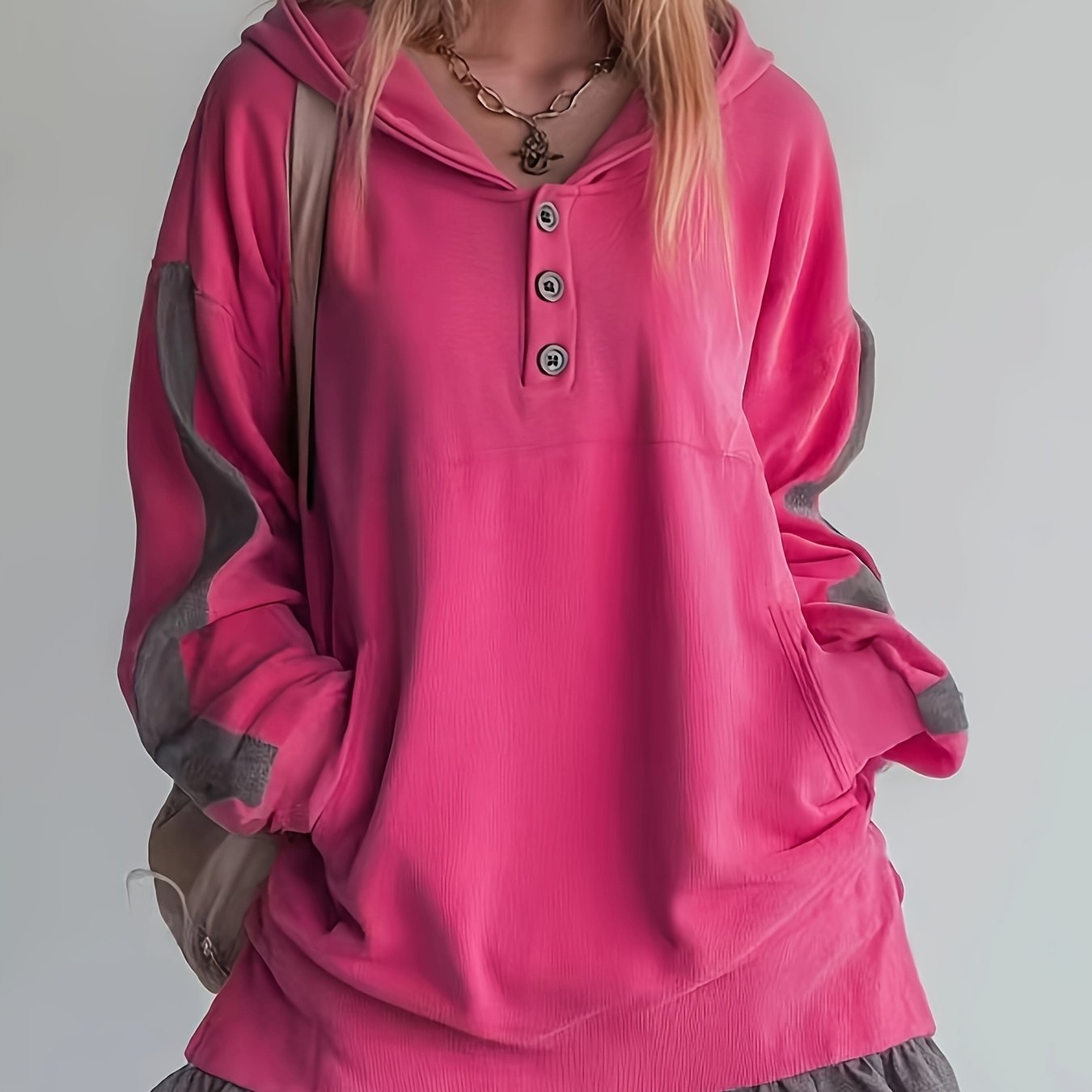 TEMU Plus Size Women's Color Block Hoodie