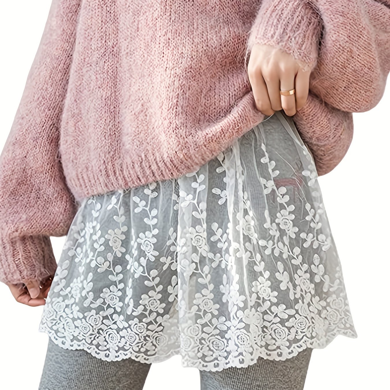 TEMU Un falda de encaje para mujer a , falda versátil, falda de encaje para mujer adecuada para las