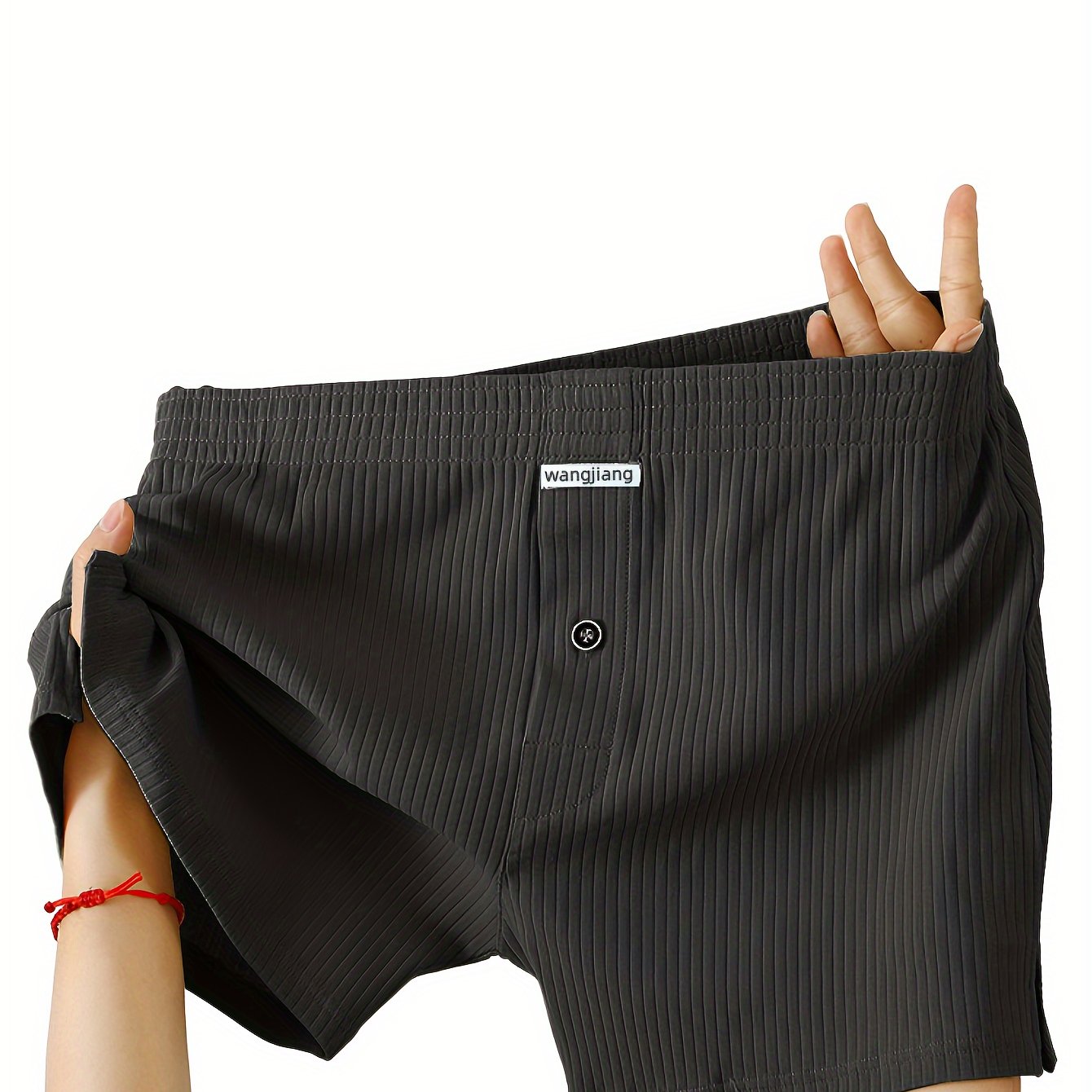 Men's Button Open Fly Boxer Shorts, Soft Thread Loose Fit Breathable Underwear For Home