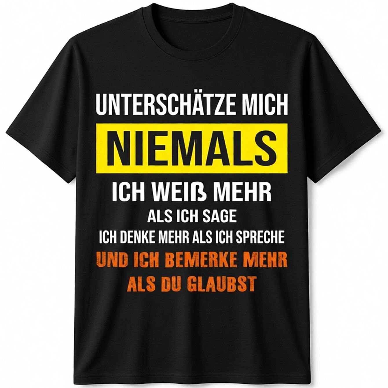 Image of Men' & Women' German T-shirt - "never Me, I Notice Everything" Funny German Proverb Shirt With German Text, Loose Fit Round Neck Short Sleeve Casual Top Suitable For German , , Plus Size