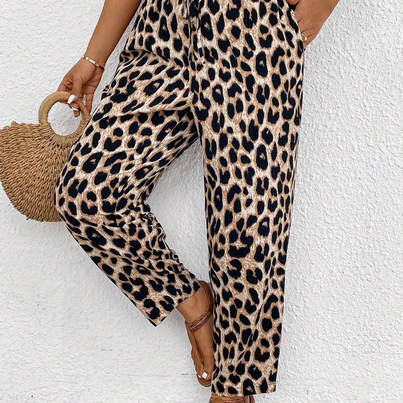 Plus Size - Plus Size - Fashionable Temperament All-match Leopard Print Long Pants