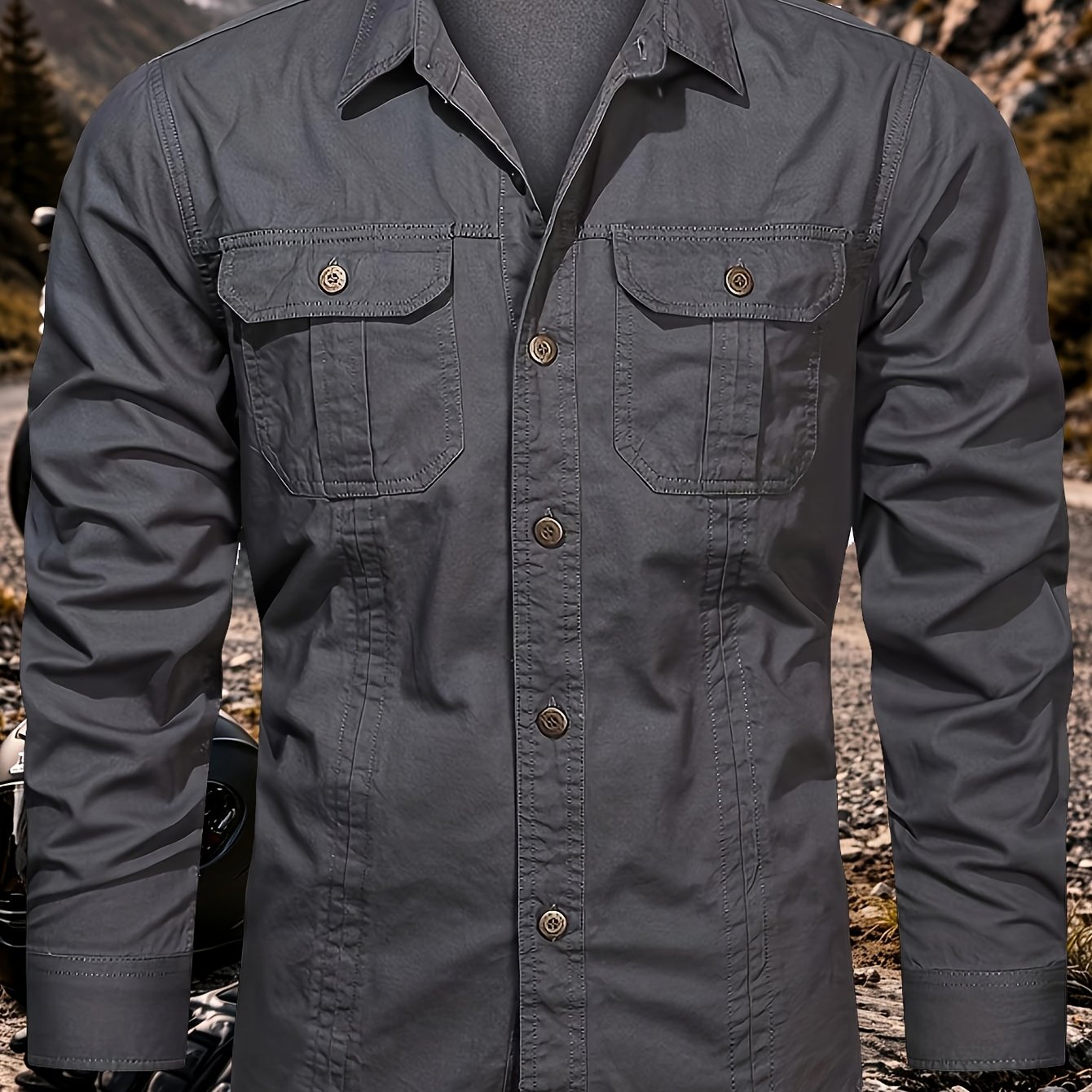 TEMU Old Money Outfits Spring New Style Long Sleeve Shirt, Outdoor Casual Plus Size Men's Work Shirt, Usa, Casual