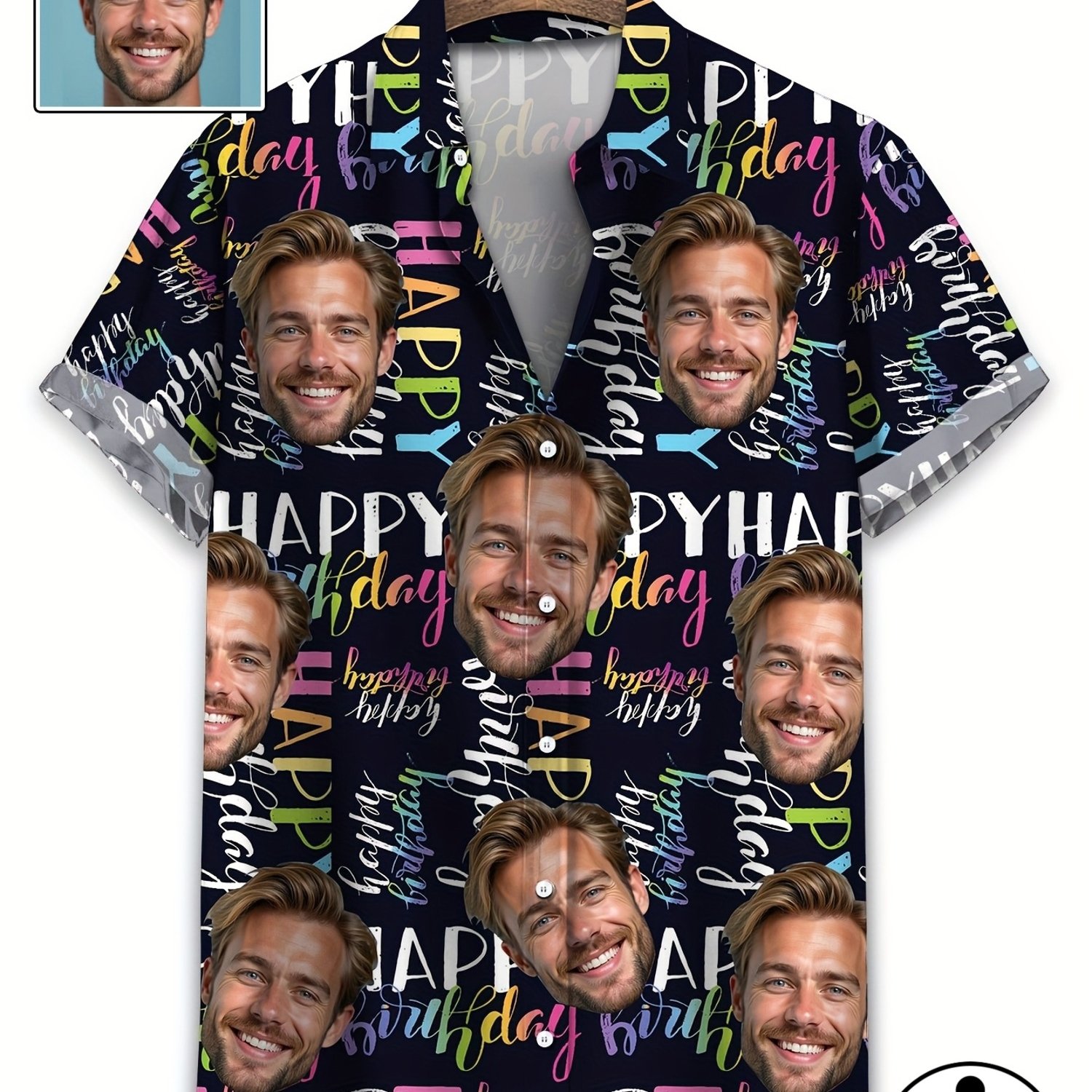 TEMU Standard Size Custom T-shirt, Happy Birthday Letter Print Short Sleeve Shirt, Front Casual Shirt