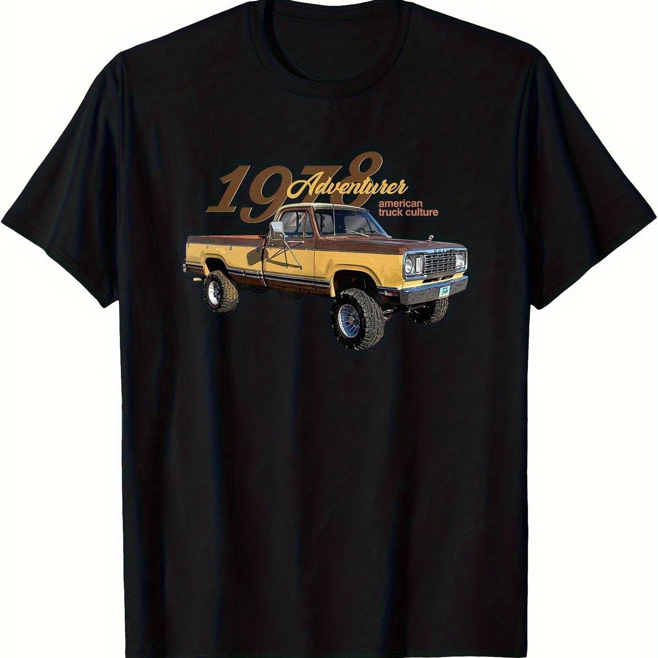 Image of Men's Vintage 1978 Pickup Truck Graphic T-shirt - Truck Design, Soft Breathable Fabric, Regular Fit Casual Tee For Wear, Vintage 70s Style For Truck & Everyday Outfitsplus Size, Plus Size