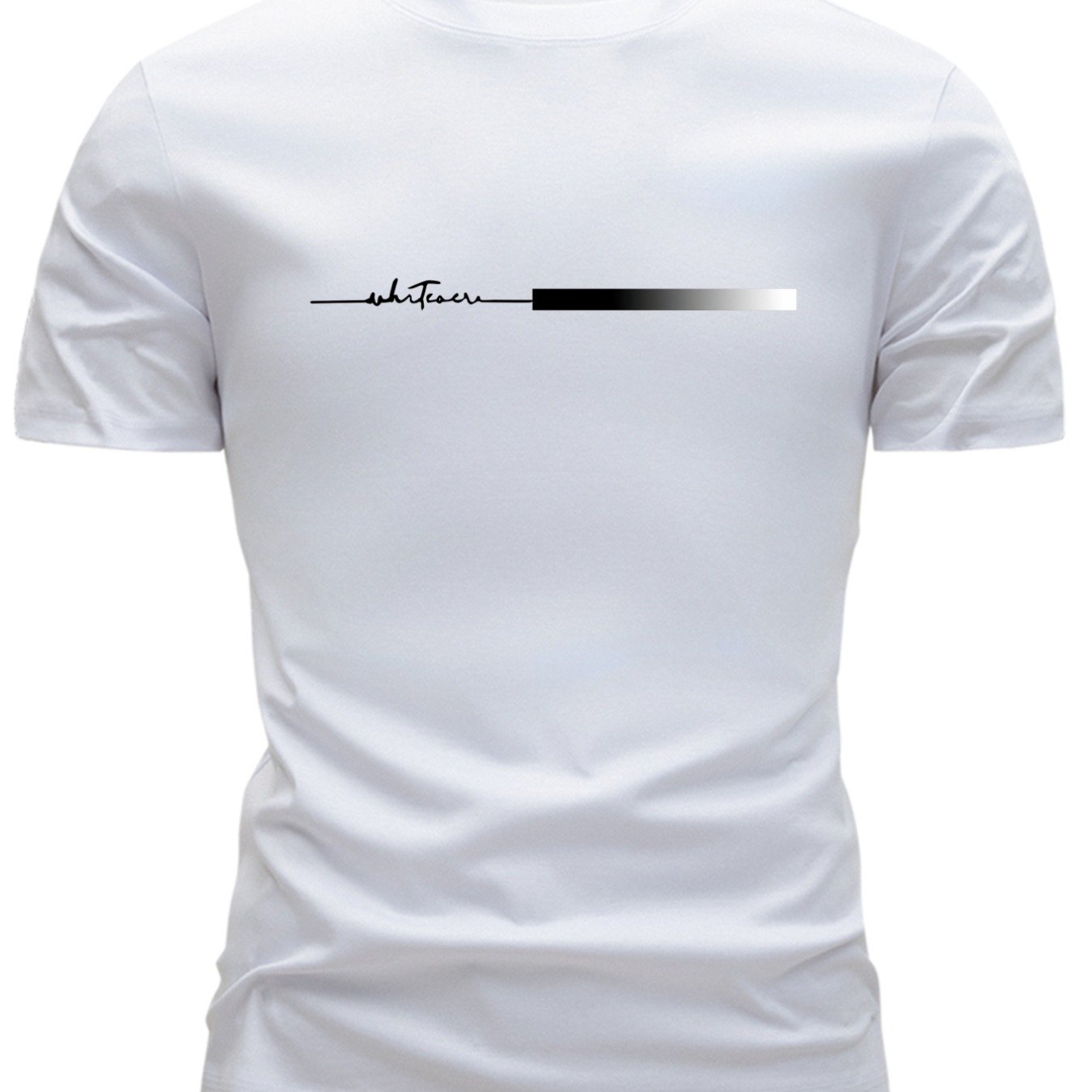 Men's Summer T-shirt, Short Sleeve, Lightweight, Trendy Slim Fit, Round Neck Top, Breathable, Fashion Casual Base Layer, Easy Line And Letter Print Design
