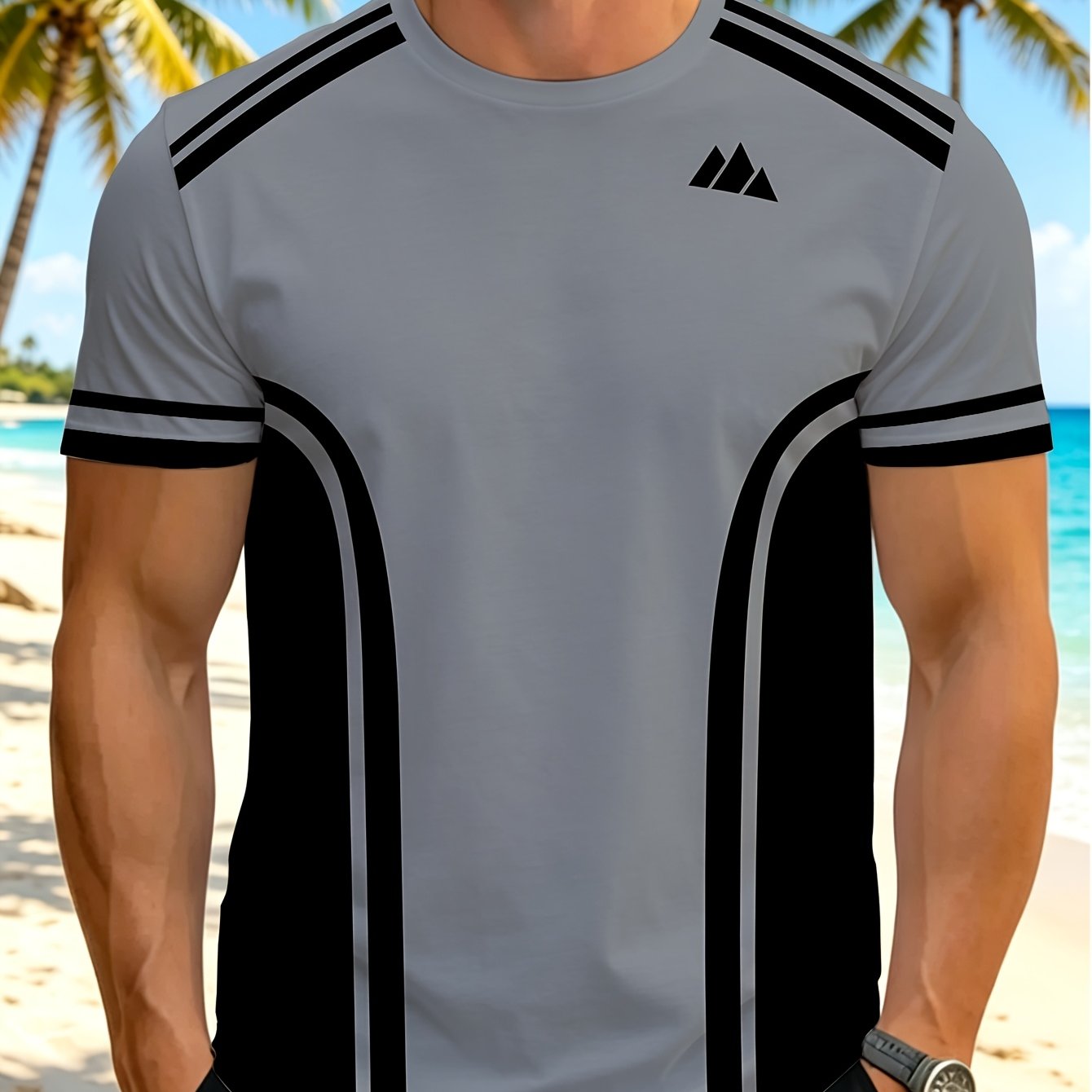 TEMU [printed Design – Not Textured] Men's Fashion Printed T-shirt, Standard Size Men's Summer Fashion T-shirt, Suitable For Outdoor And Indoor Wear