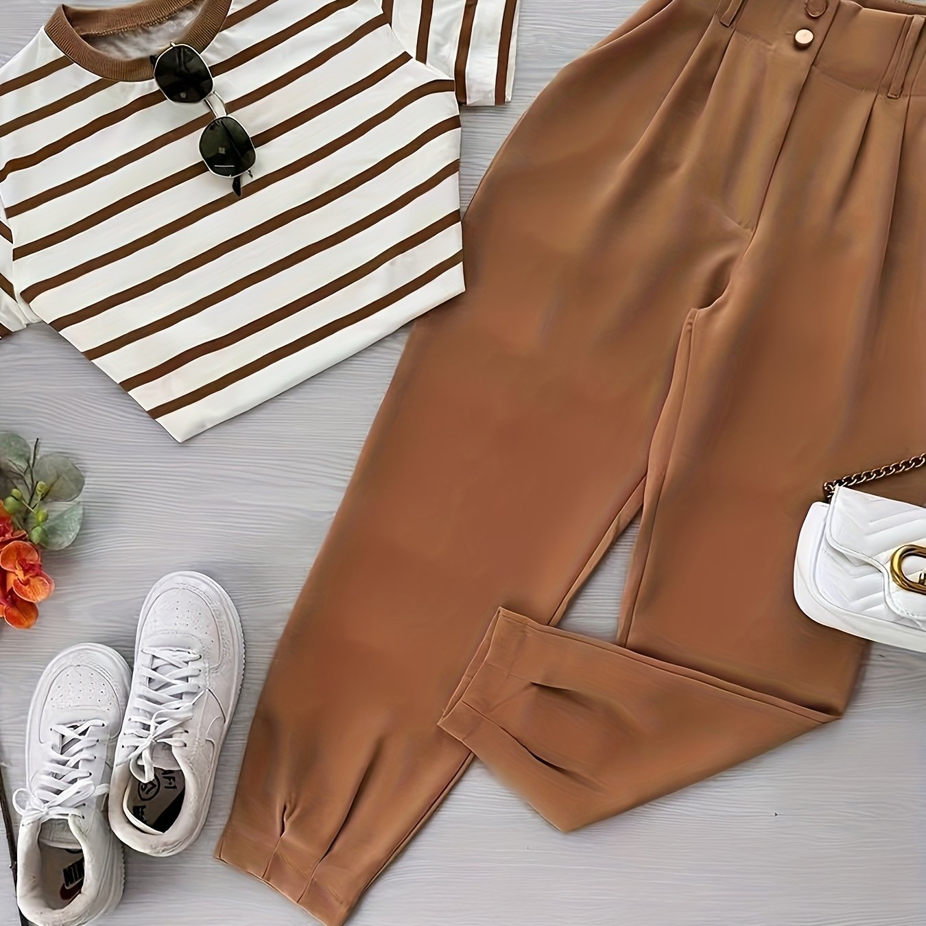 Image of Early Autumn Fashion Women'-piece Set, Casual Commuter Pants Outfit