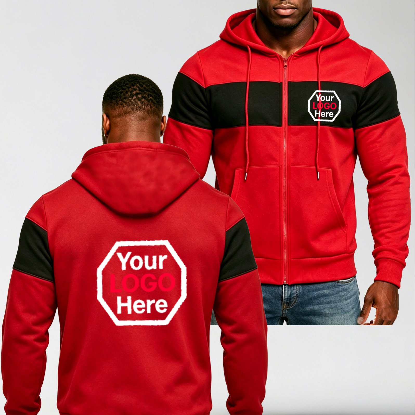 TEMU Sudadera con capucha personalizada para hombre con estampado de texto/logo/foto - Sudadera con cremallera adecuada para uniformes de equipo,