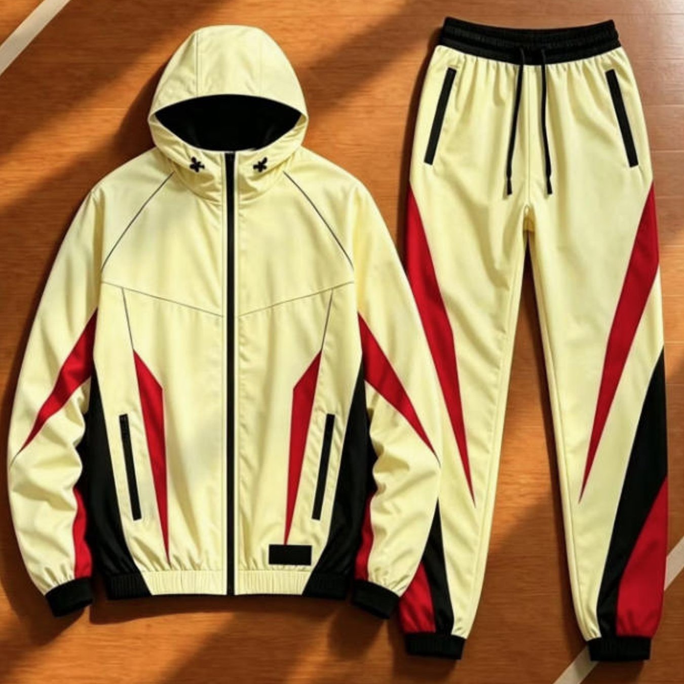 Image of Men's Fashion Casual Block Geometric Pattern Hooded Tracksuit Set For Adult Men Sportswear Daily Wear Holiday Gift, Plus Size