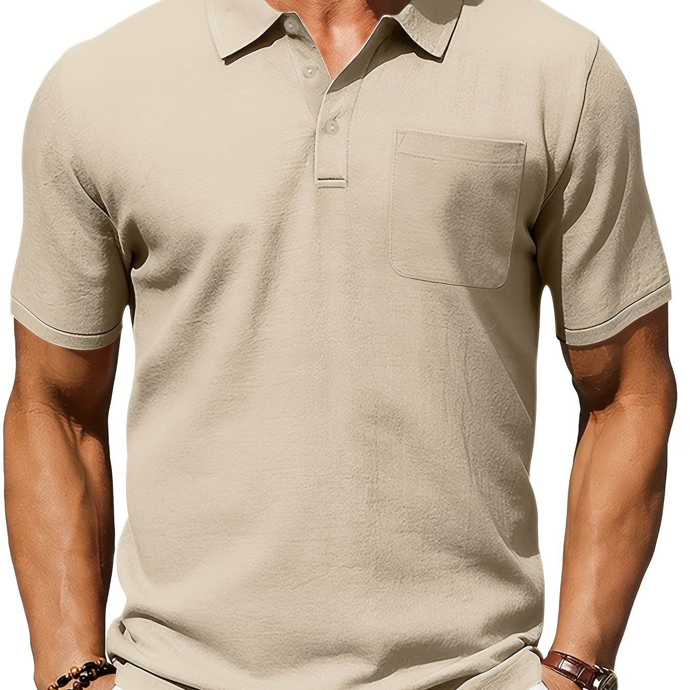 TEMU Men's 2026 Summer New Beach Linen Shirt, Summer Casual All-match , Daily Outing, Fishing, Golf, Camping, Gift, Solid Easy Style, Exuding