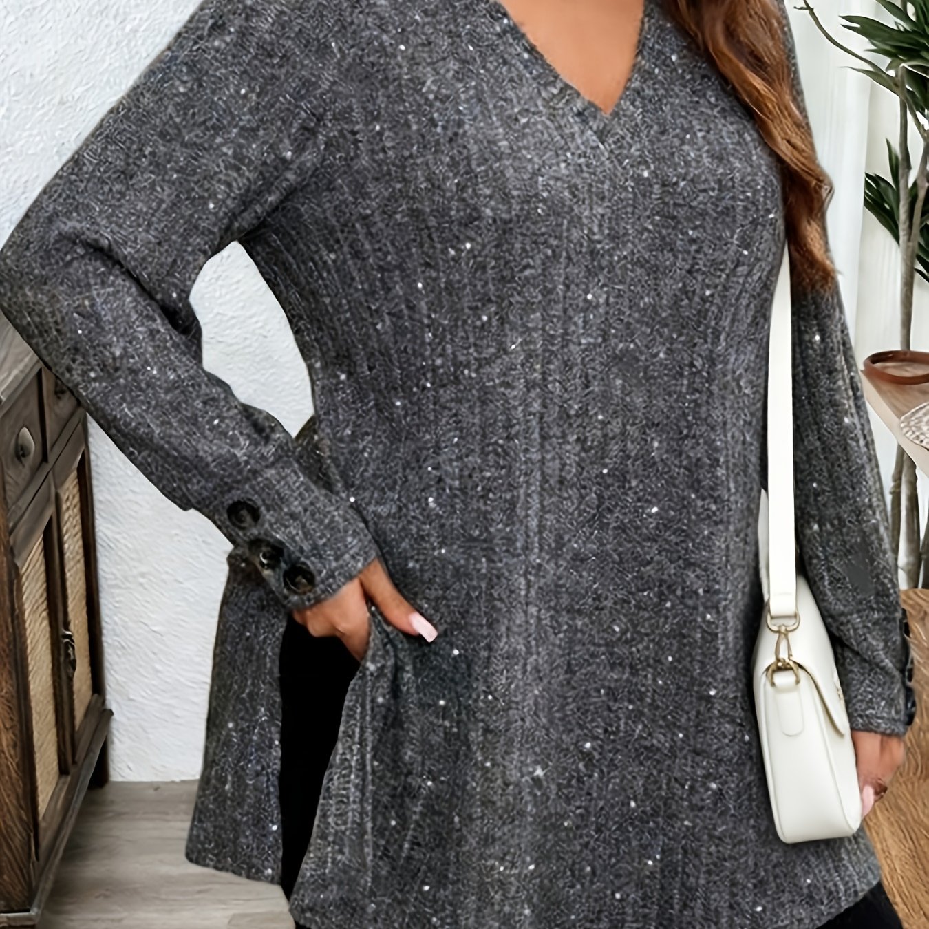 TEMU Plus Size - Plus Size - Plus Size Women's Long Sleeve Statement Top 000134