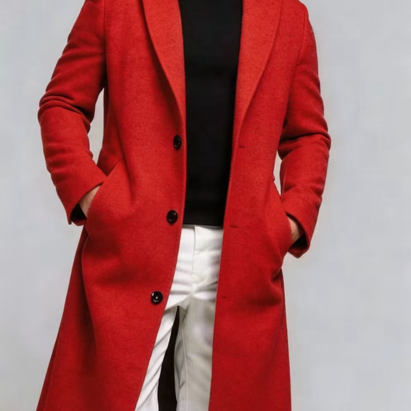 TEMU New Long Coat, Business Daily Versatile Spring/autumn Single-breasted Premium Solid Color Men's Overcoat