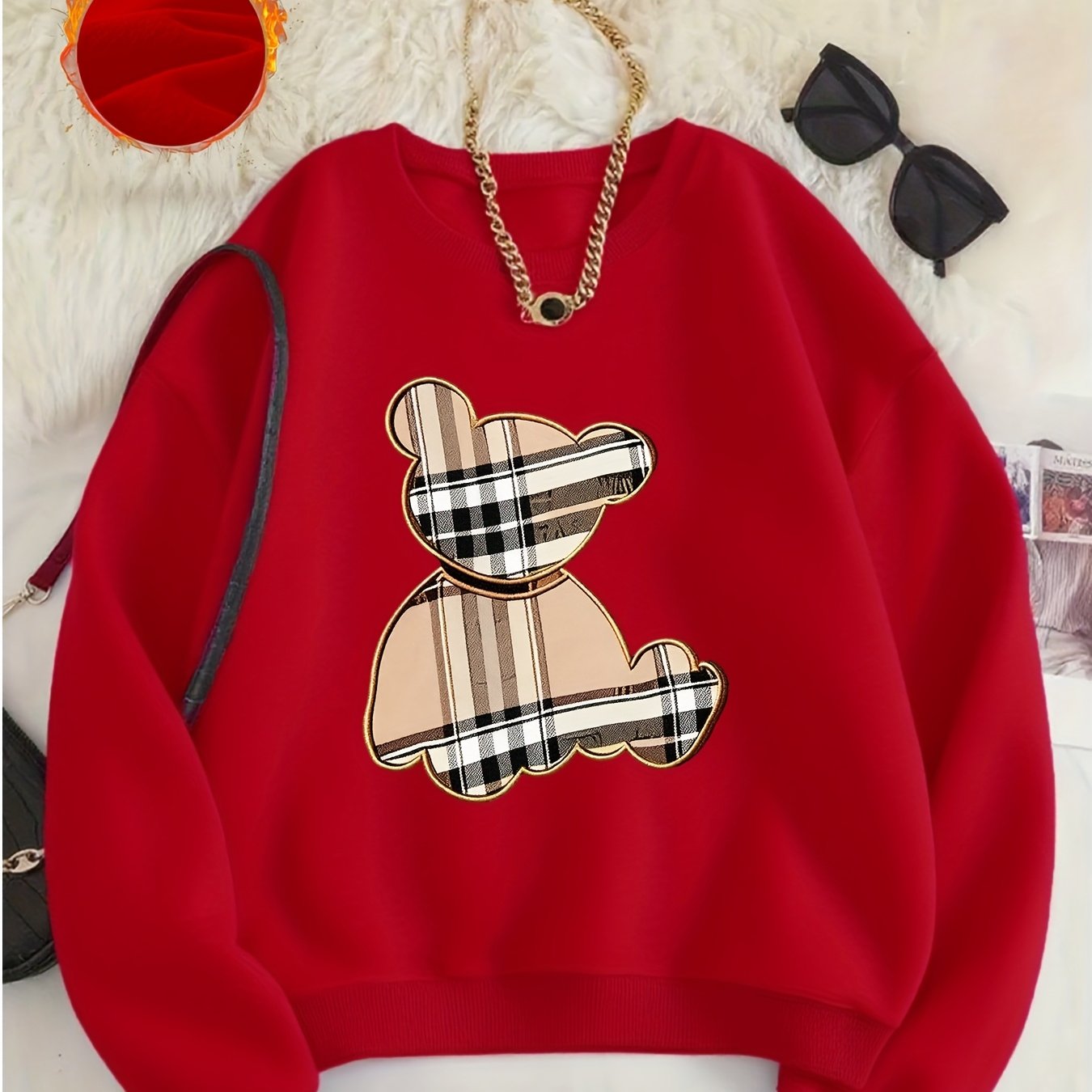 TEMU Gemusterte Sweatshirts, Herbst- Winter-Crewneck-Casual-Sweatshirts, Damenbekleidung