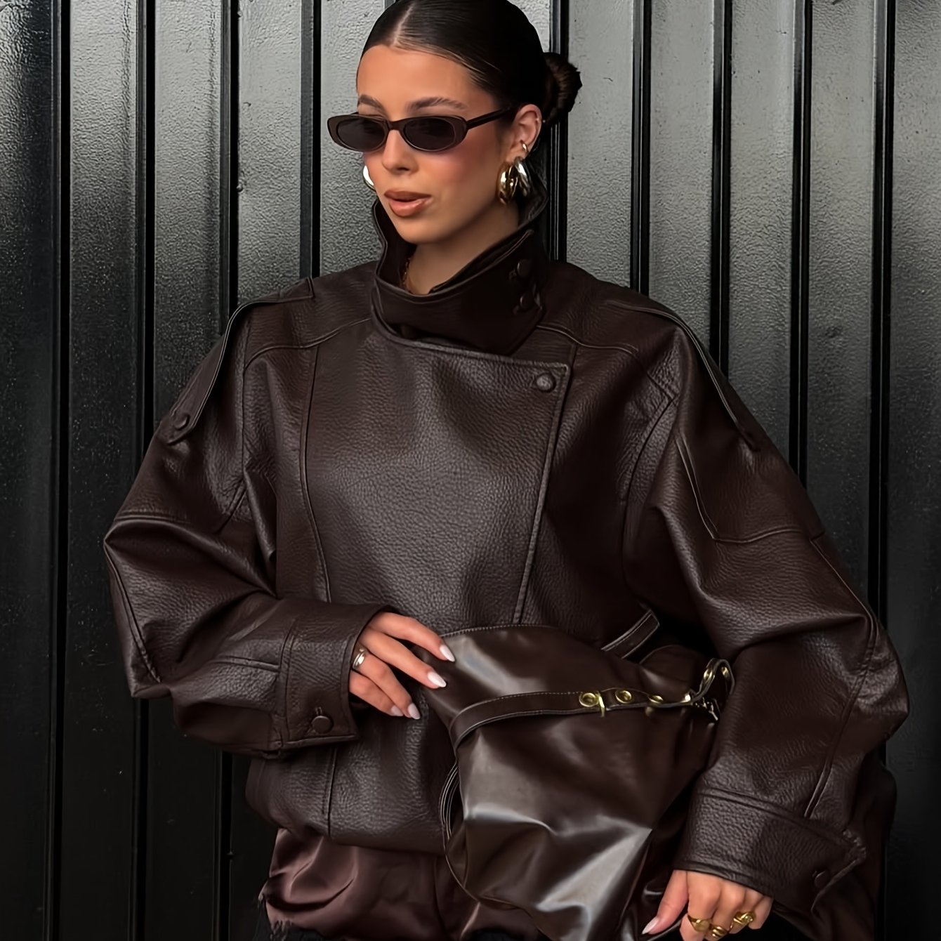 TEMU Jacket Zip-up Jacket Women's Long Sleeve Button-up Oversized Business Casual Jacket Fall Winter Going Out Outfits Coats For Women Autumn