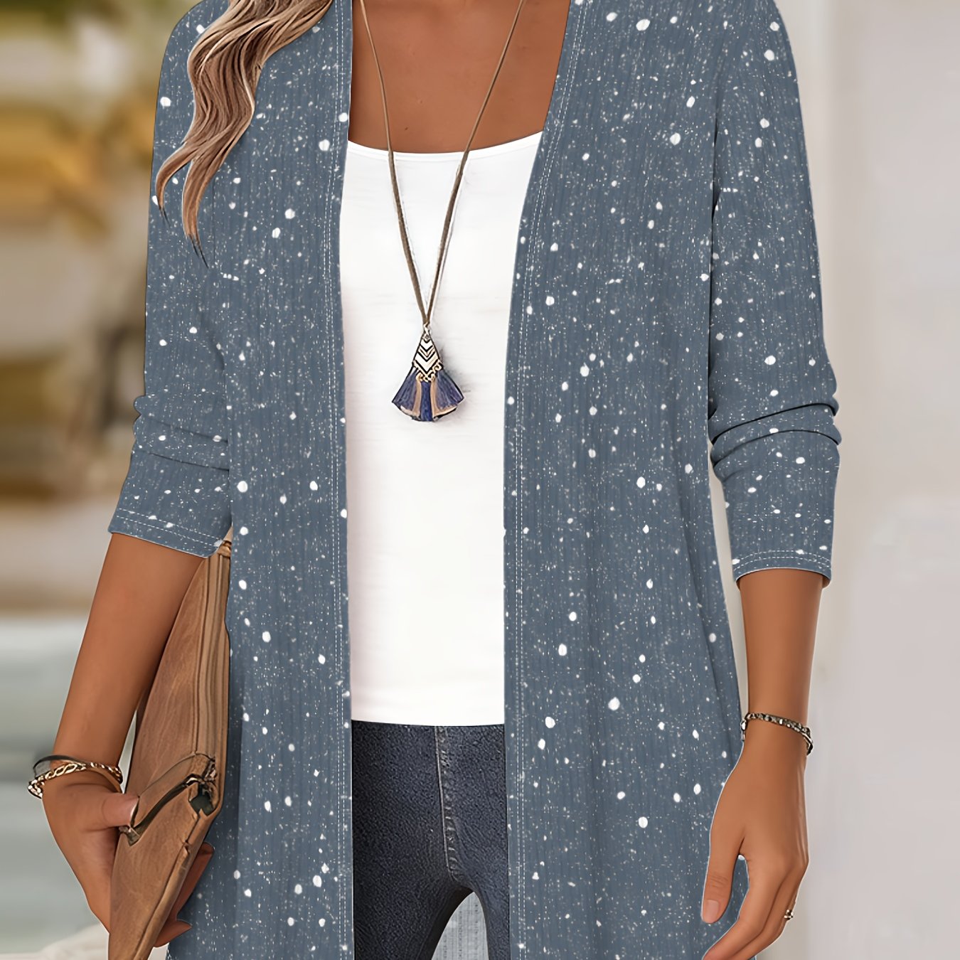 E-shop Damen Glänzender Party-Blazer – Leichter Digitaldruck Offener Jacket, Maschinenwaschbarer Herbst-Partymantel mit Schimmerndem Muster, Casual