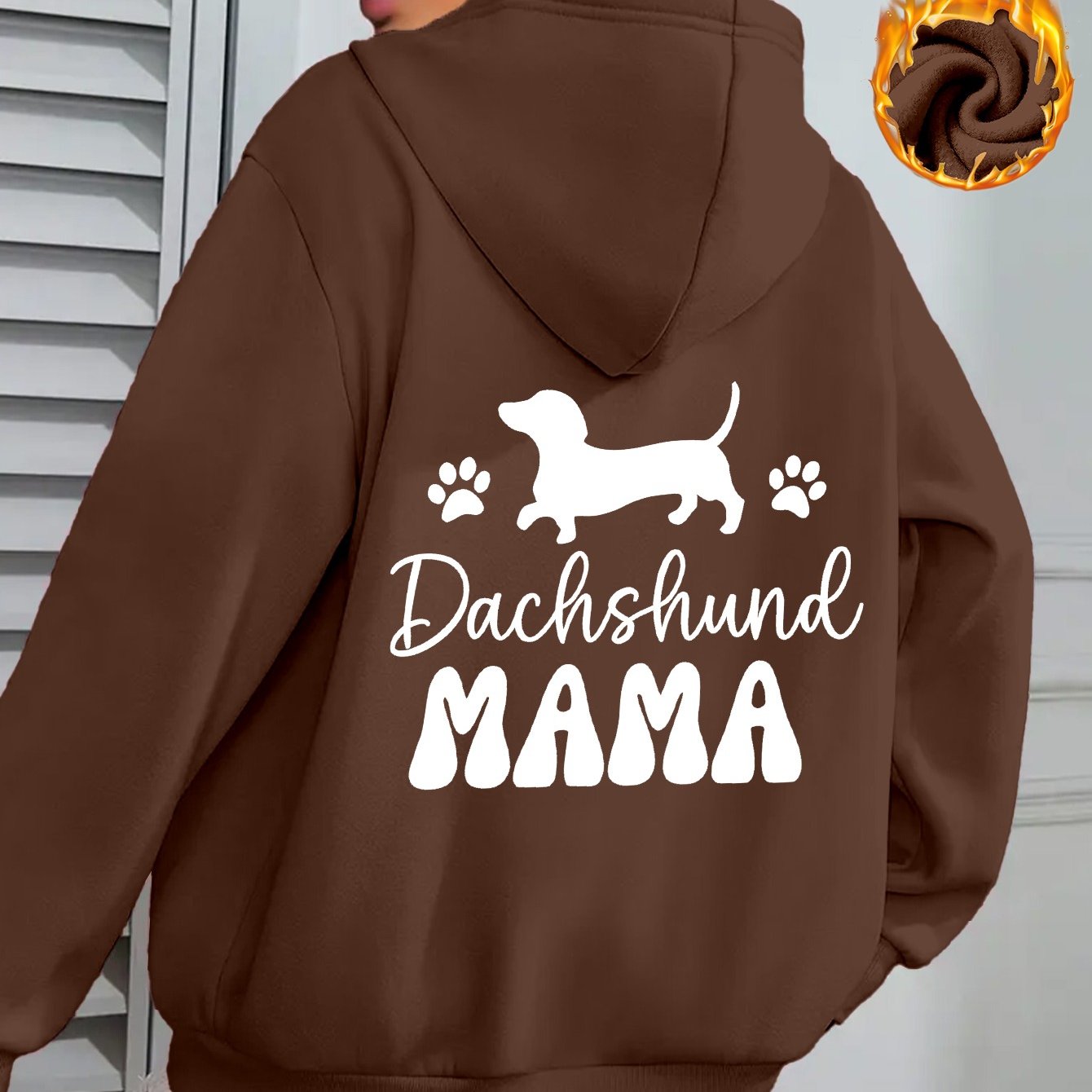 TEMU Dachshund Mom Women's Fashion Casual Sports Hoodie, Printed Back