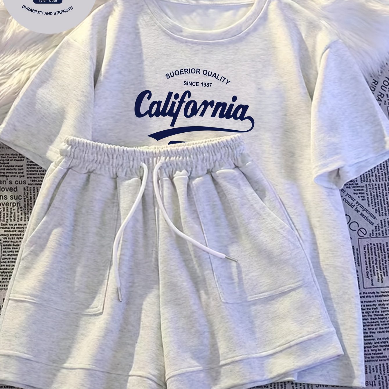 TEMU Completo Estivo Corta e Shorts, e Versatile con Elementi "California" per un Look e