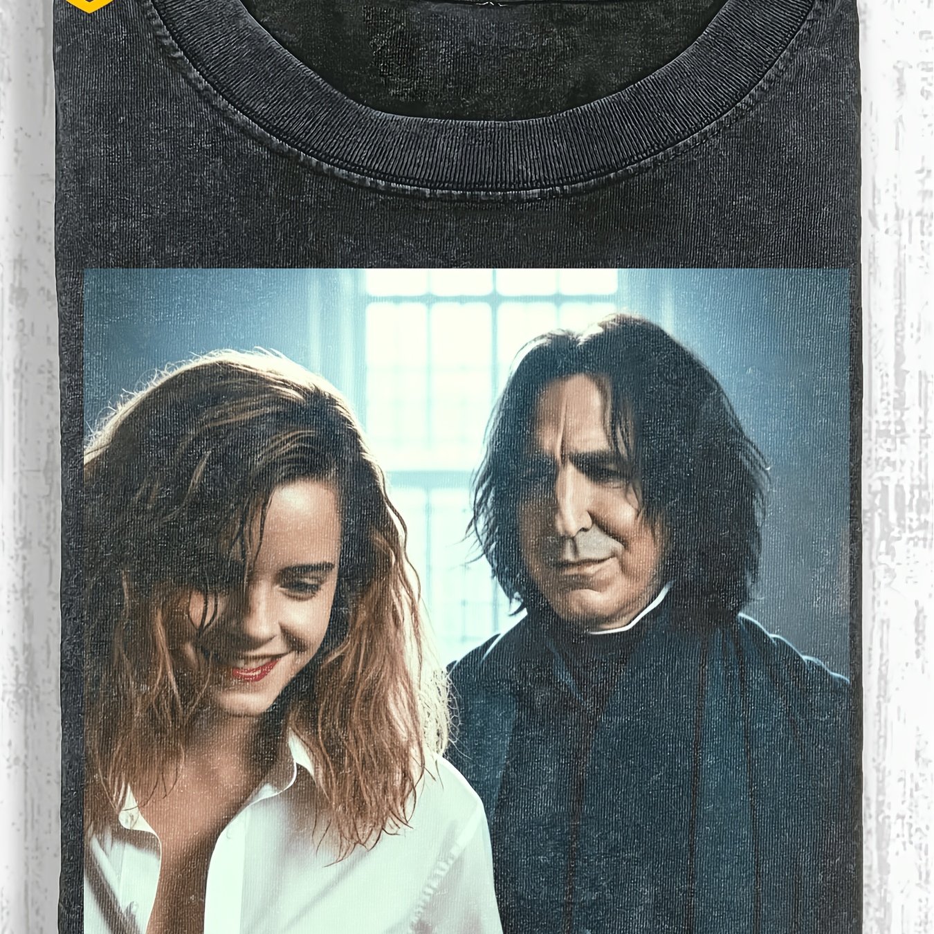 Image of Men's 270gsm Heavyweight Vintage Washed Snape Hermione White Shirt Tee Warm Wizard Daily Life Parody Design Short Sleeve Casual Fashion Tee