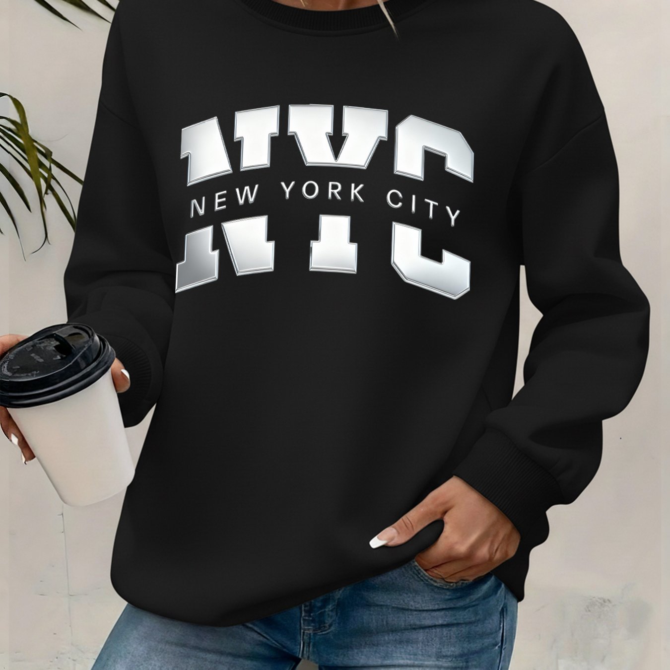 TEMU Graphic Print Sweatshirt, Crew Neck Casual Sweatshirt For Winter & Fall, Women's Clothing
