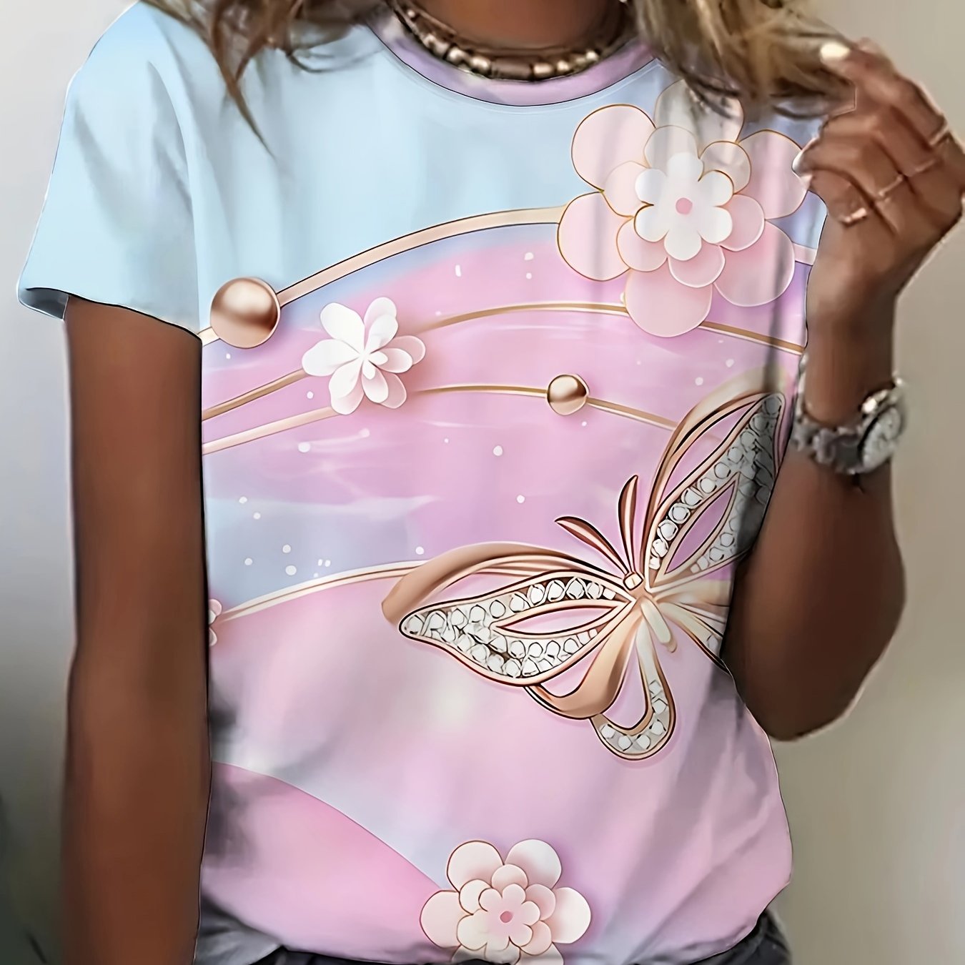 Women's Printed T-shirt, Casual Tee