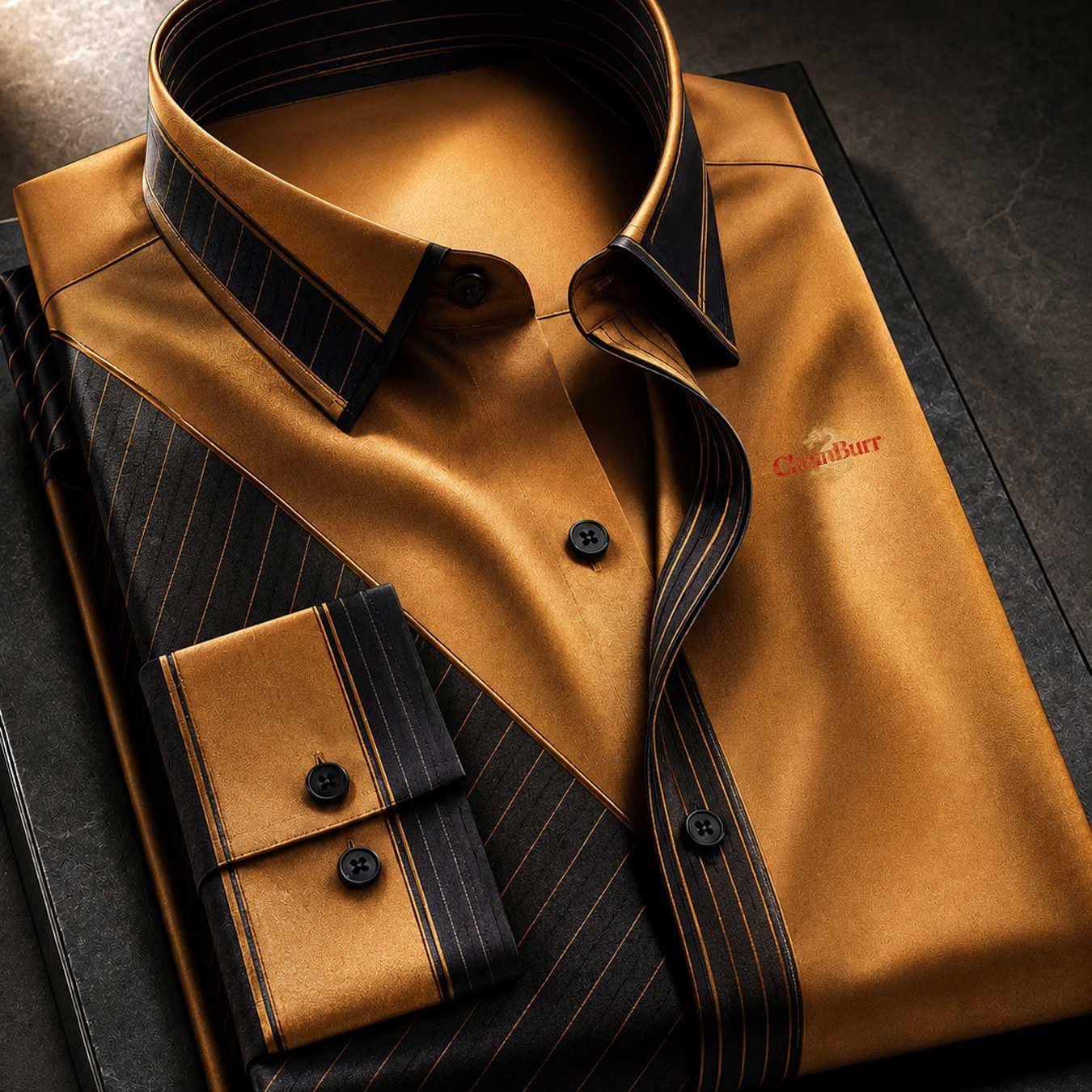 Summer 's Doublebutton Collar Longsleeve Shirt Striped Elegant Formal For Business Meetings And Evening Parties., Plus Size