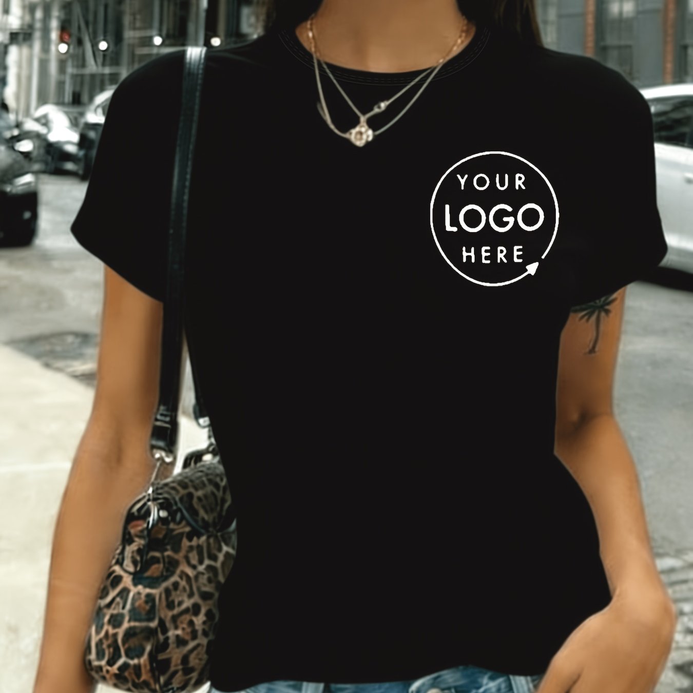 TEMU Custom Round Neck Short Sleeve T-shirt Women's Printed Custom Top