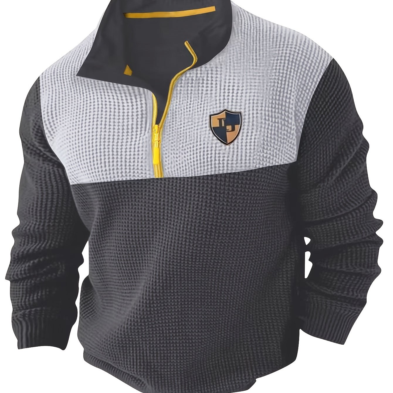 TEMU Men's Long-sleeve Base Layer Half-zip -block Casual Sport Shirt