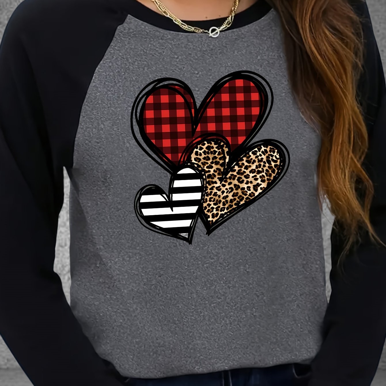 TEMU Women's Long-sleeve Color- T-shirt With And Raglan Sleeves For Spring And Autumn