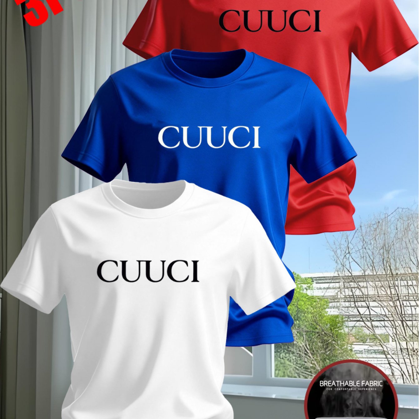 TEMU Printed Design Men's Streetwear Casual Short-sleeve T-shirt, 3pcs Set, Cross-border