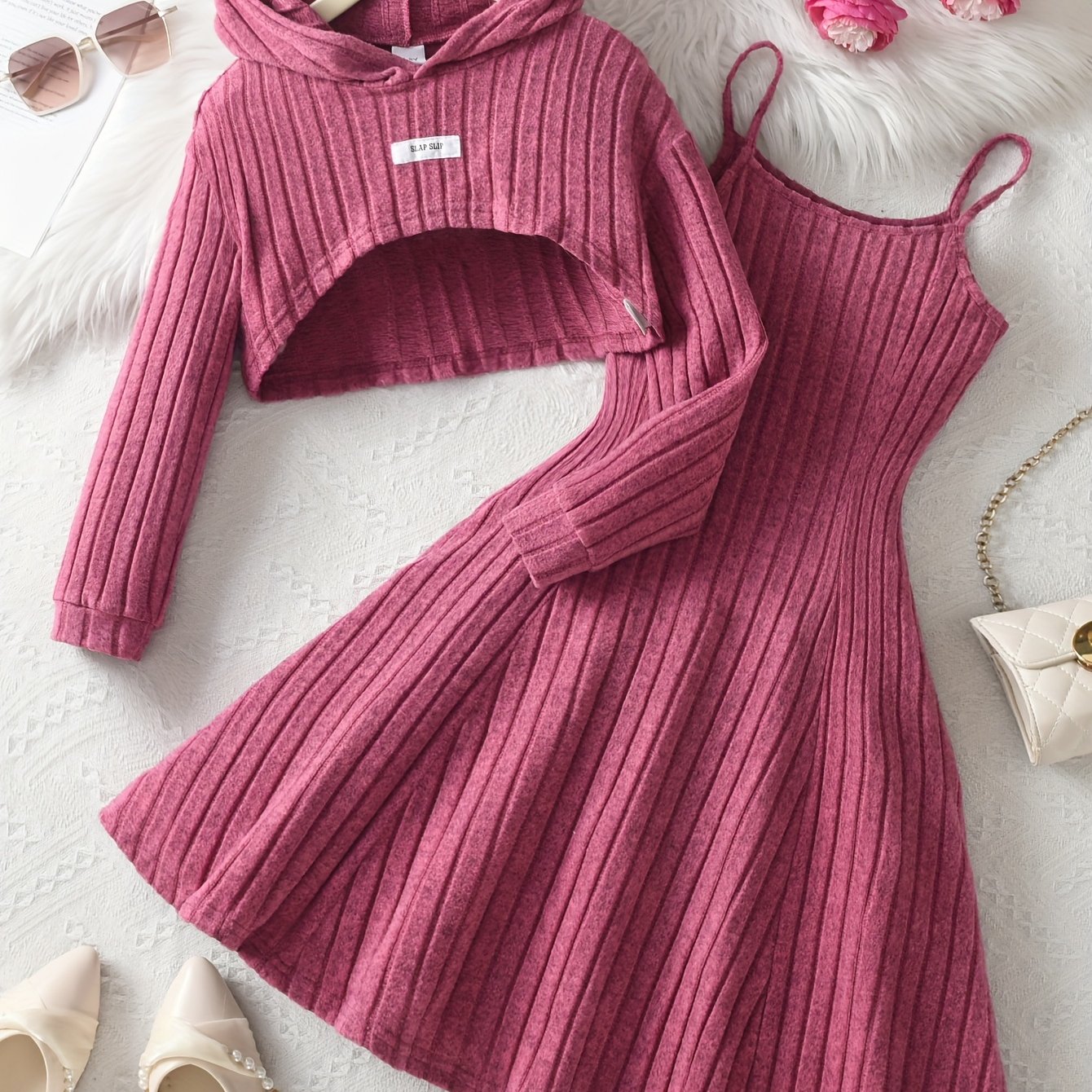 Image of Young Casual, Fashionable, And Elegant Top And Dress Two-piece Set, Suitable For Autumn And Winter, For Outdoor