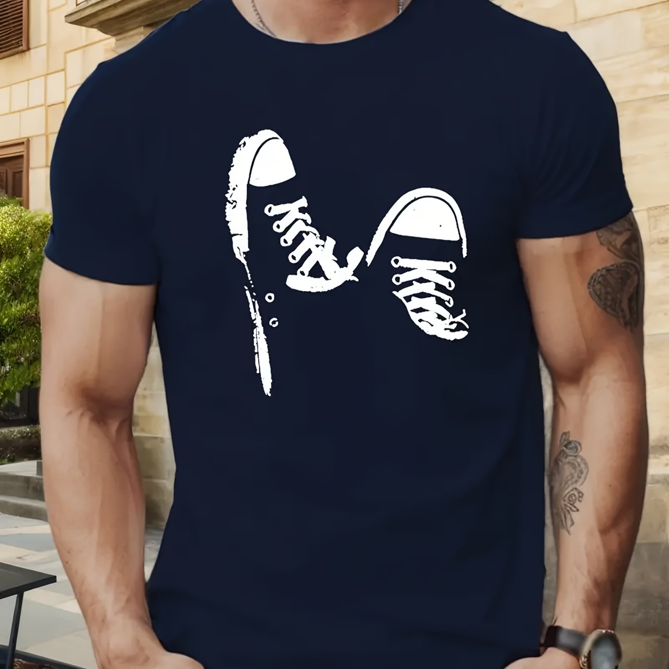 TEMU Última Camiseta de Hombre a para Exteriores, Casual, Transpirable, de Secado Rápido, Versátil, con Estampado y Cuello Elástico