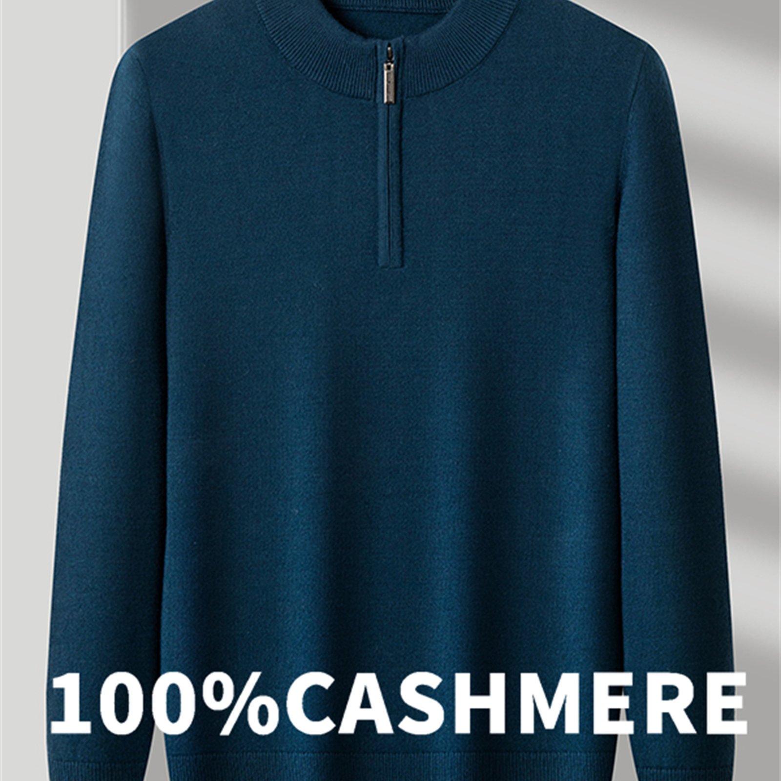 TEMU Men's Tswx Half-zip Sweater - Half-turtleneck Pullover With Stand Collar & Half-zip Front, Solid Color Ribbed Neckline Suitable For Business
