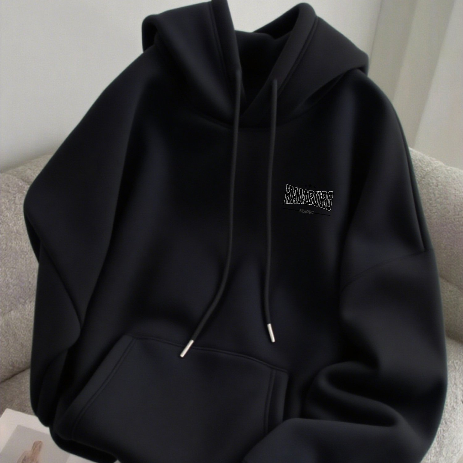 TEMU Men's Fleece Hooded Sweatshirt , Exquisite Chest Badge Print Design, Casual Sports Daily Wear, Comfortable Fabric, Autumn And Winter, Versatile