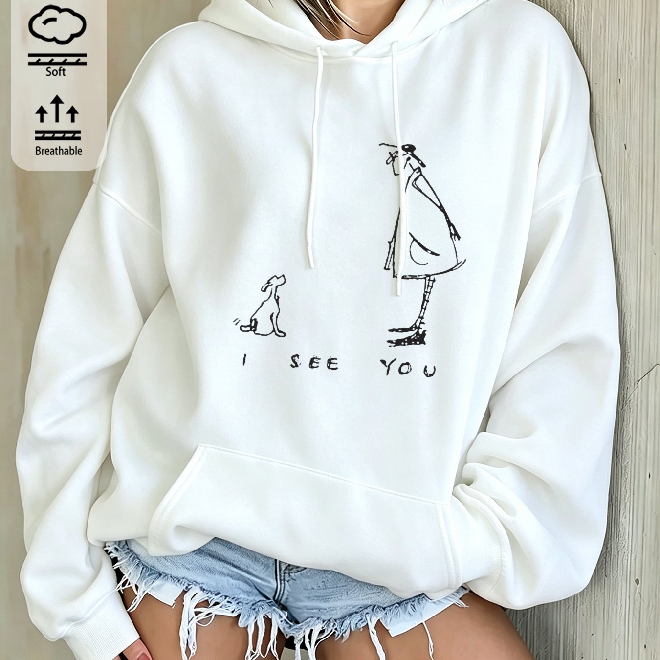Image of Autumn Winter Women's Fashion Drawstring Hoodie With Kangaroo Pocket, Casual Loose Pullover Sweatshirt