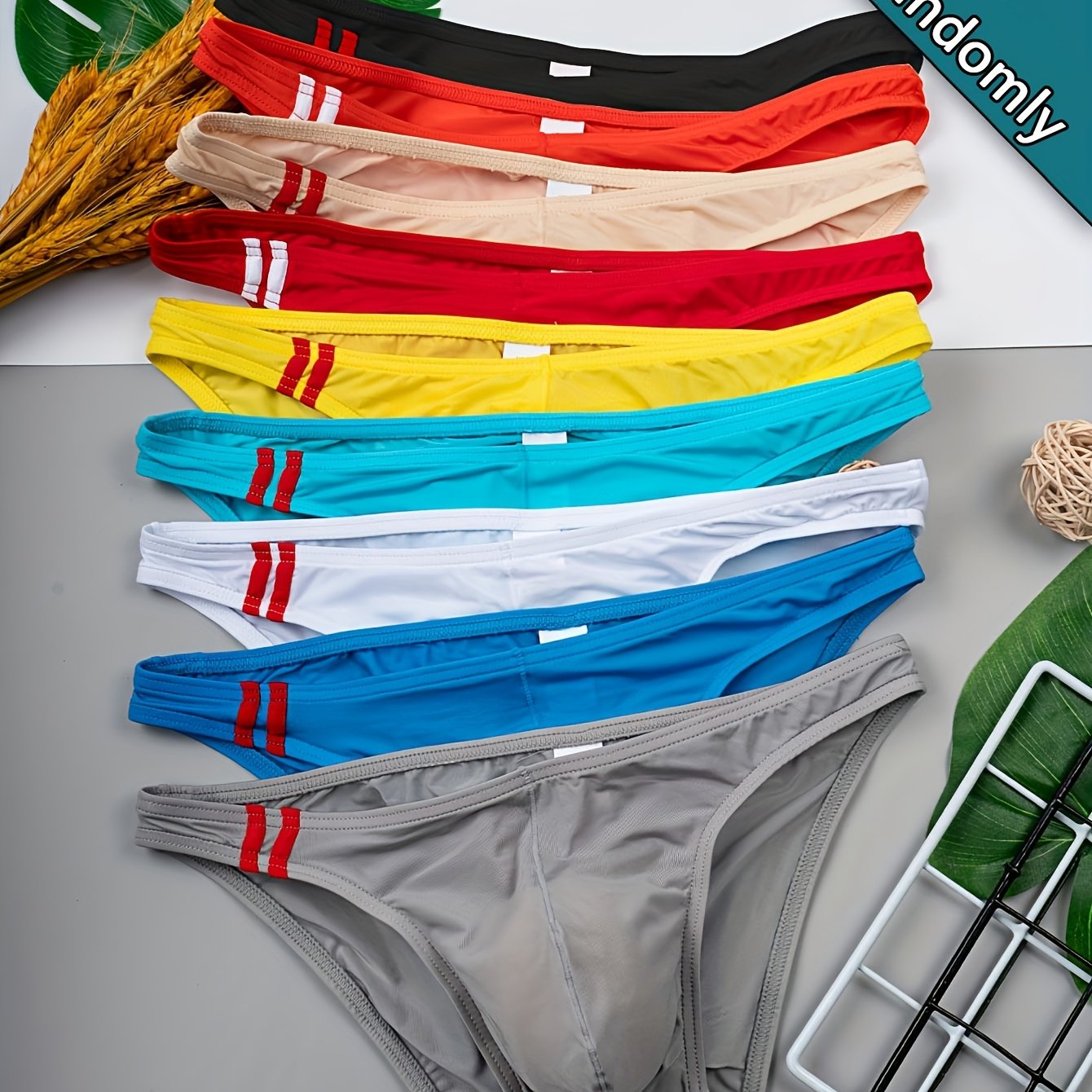 TEMU Ensemble aléatoire de 6 pièces. Caleçons pour homme multicolores à séchage rapide. Caleçons pour homme multicolores extensibles, respirants et