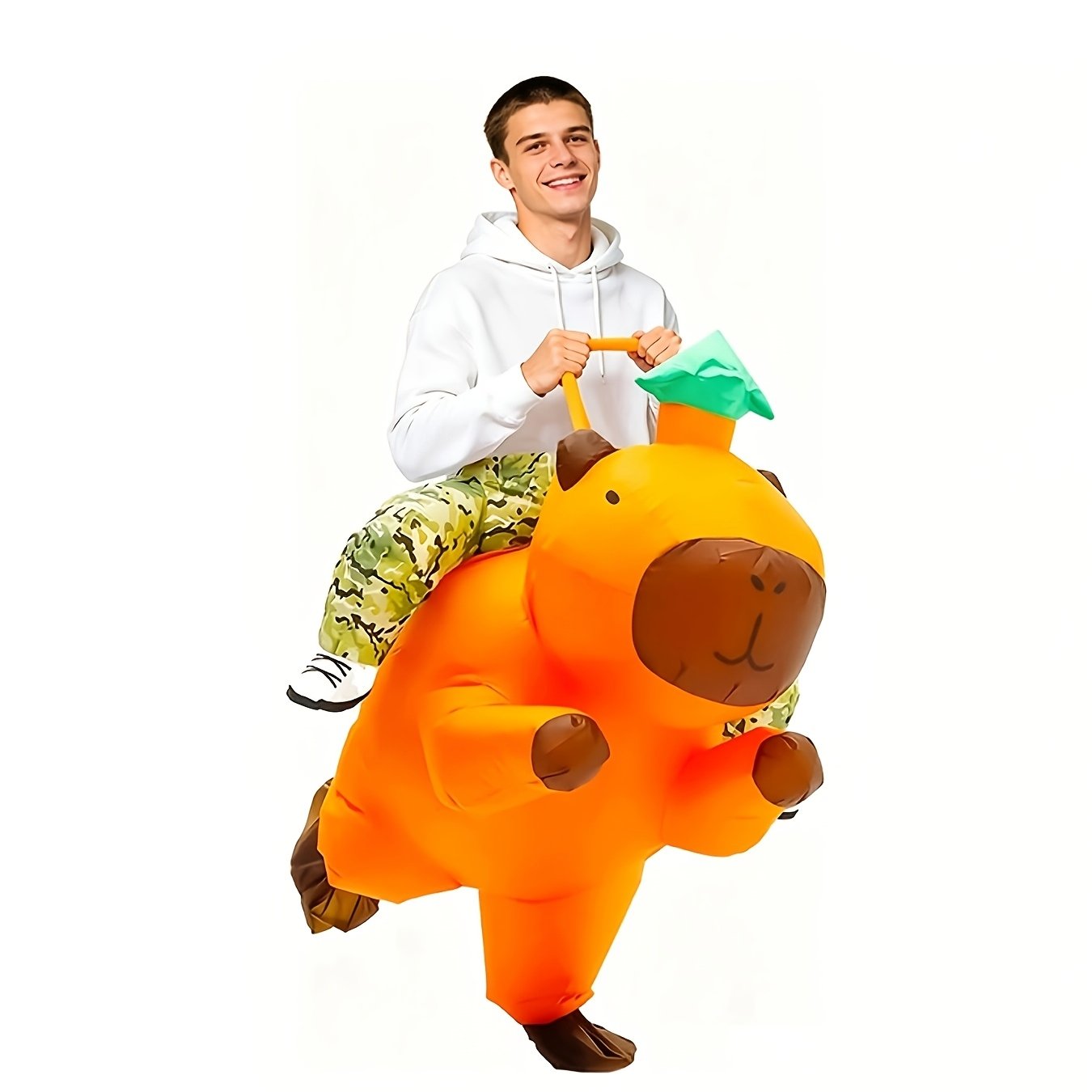 TEMU Inflatable Capybara Ride-on Costume For Adult, Fancy Halloween Air Blow Up Costume For Festive Party Performance Store Birthday Party Dress