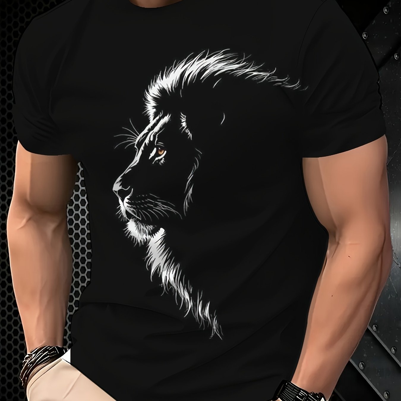 TEMU Men's Style Print Short Sleeve T-shirt, 3d Breathable, Summer Must-have Trendy Casual Neck Top