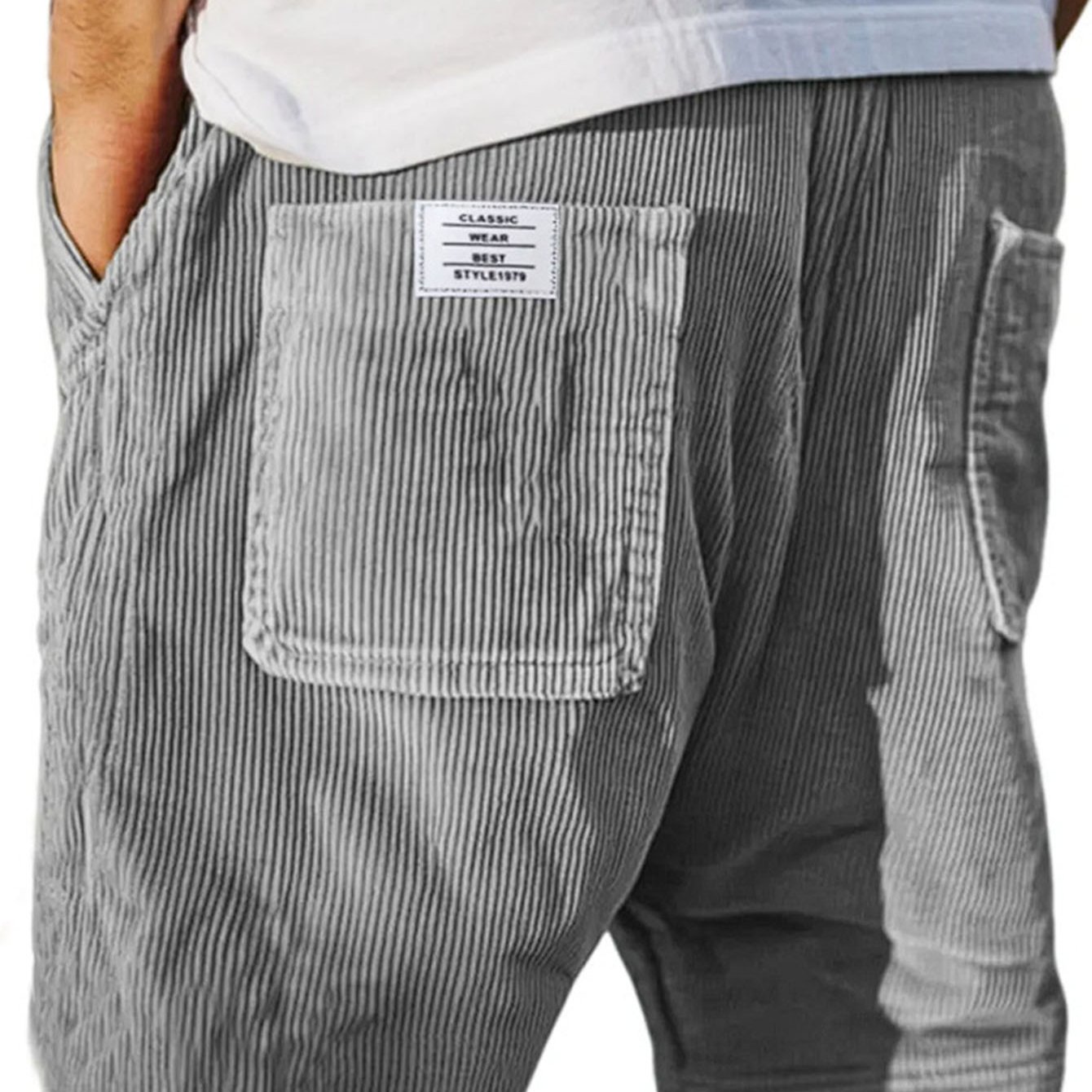 Men's Vintage Shorts With Multiple Pockets And Embroidered Logo, Plus Size