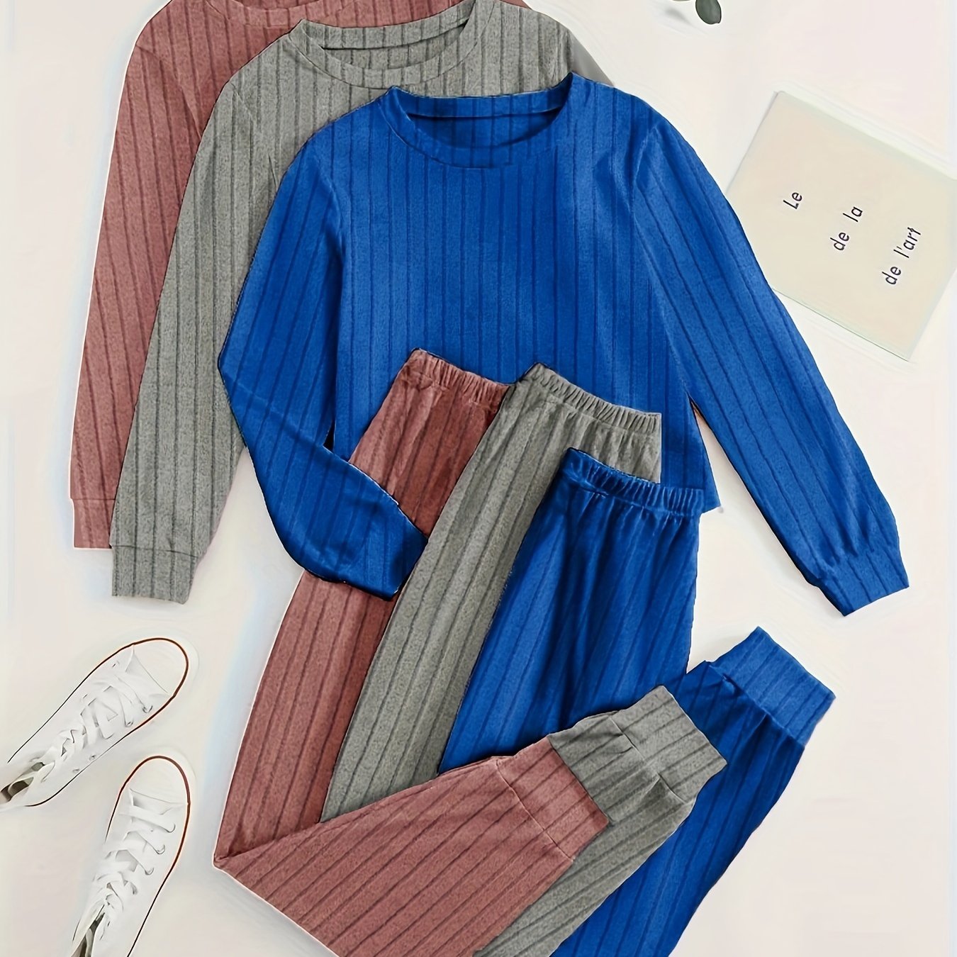 TEMU Autumn Plus Size Long Sleeve Long Pants Sweatshirt Set 3pcs Outfit