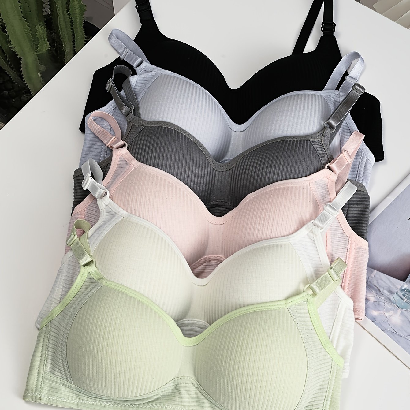 Image of Set Of 6 Spring And Summer Wireless Bras For Women, Designed And Support Small Breasts While Minimizing Side Bulge