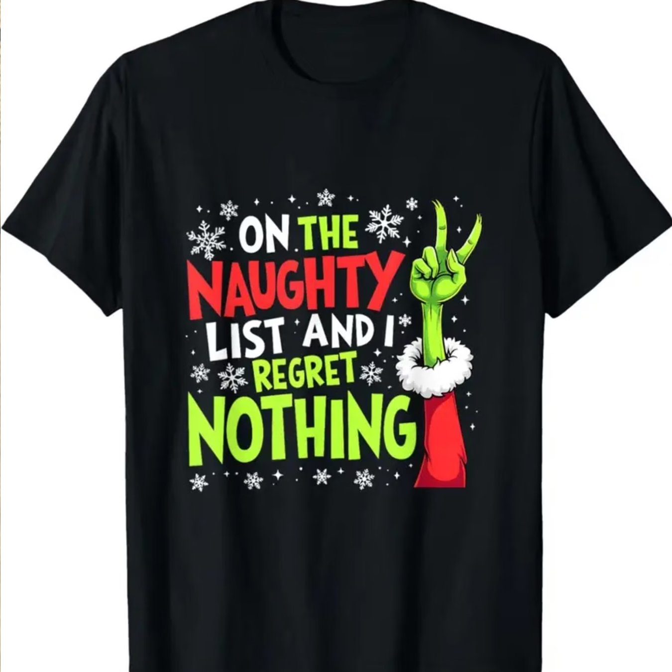TEMU Women's Graphic T-shirt, "on The Naughty List And I " Letter Print, Short Sleeve, Crew Neck, Loose Fit Casual Top, Soft Lightweight Fabric For