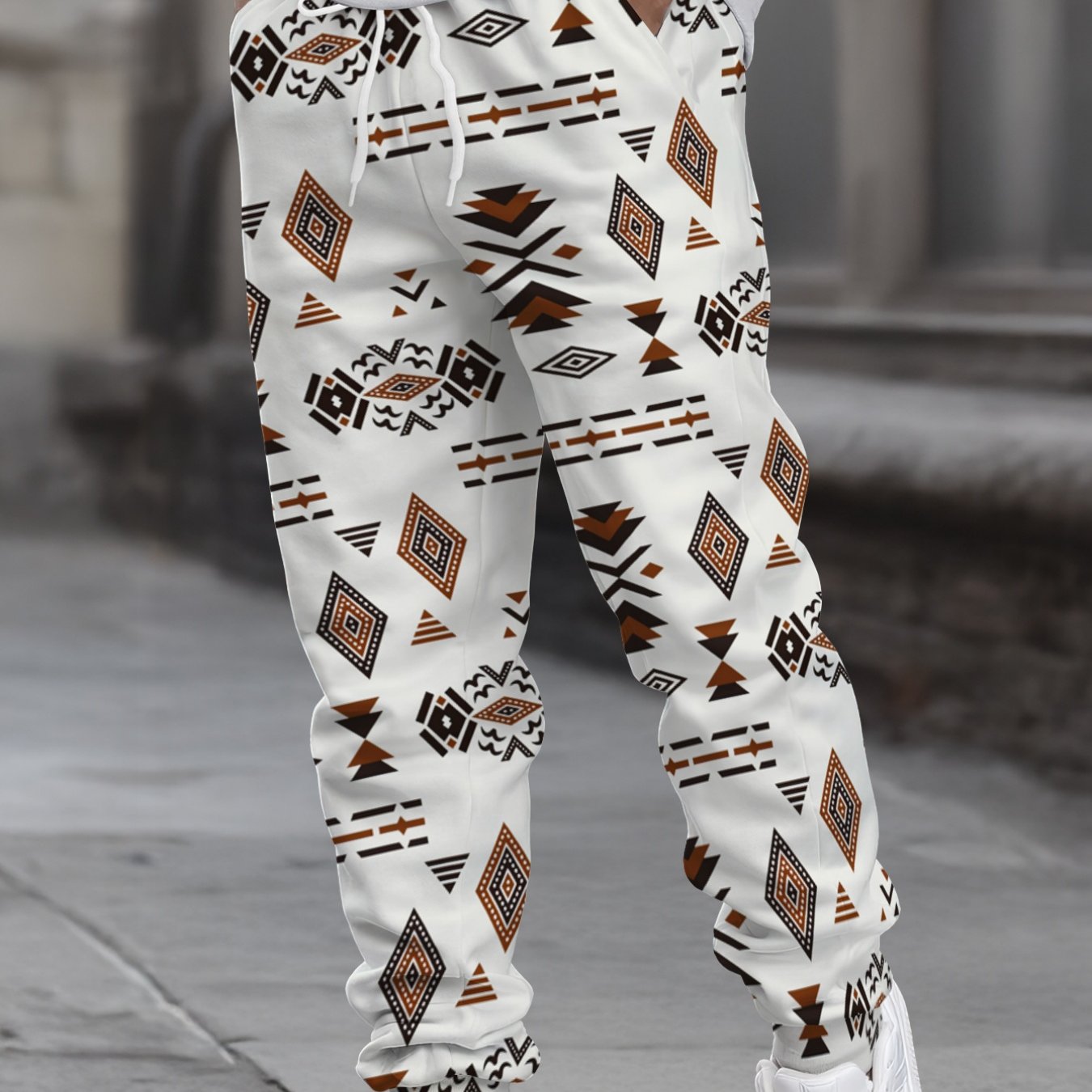 TEMU Pantalon de survêtement et droit à imprimé ethnique pour homme - Pantalon large avec , ceinture et en tissu lavable en machine, adapté pour , de