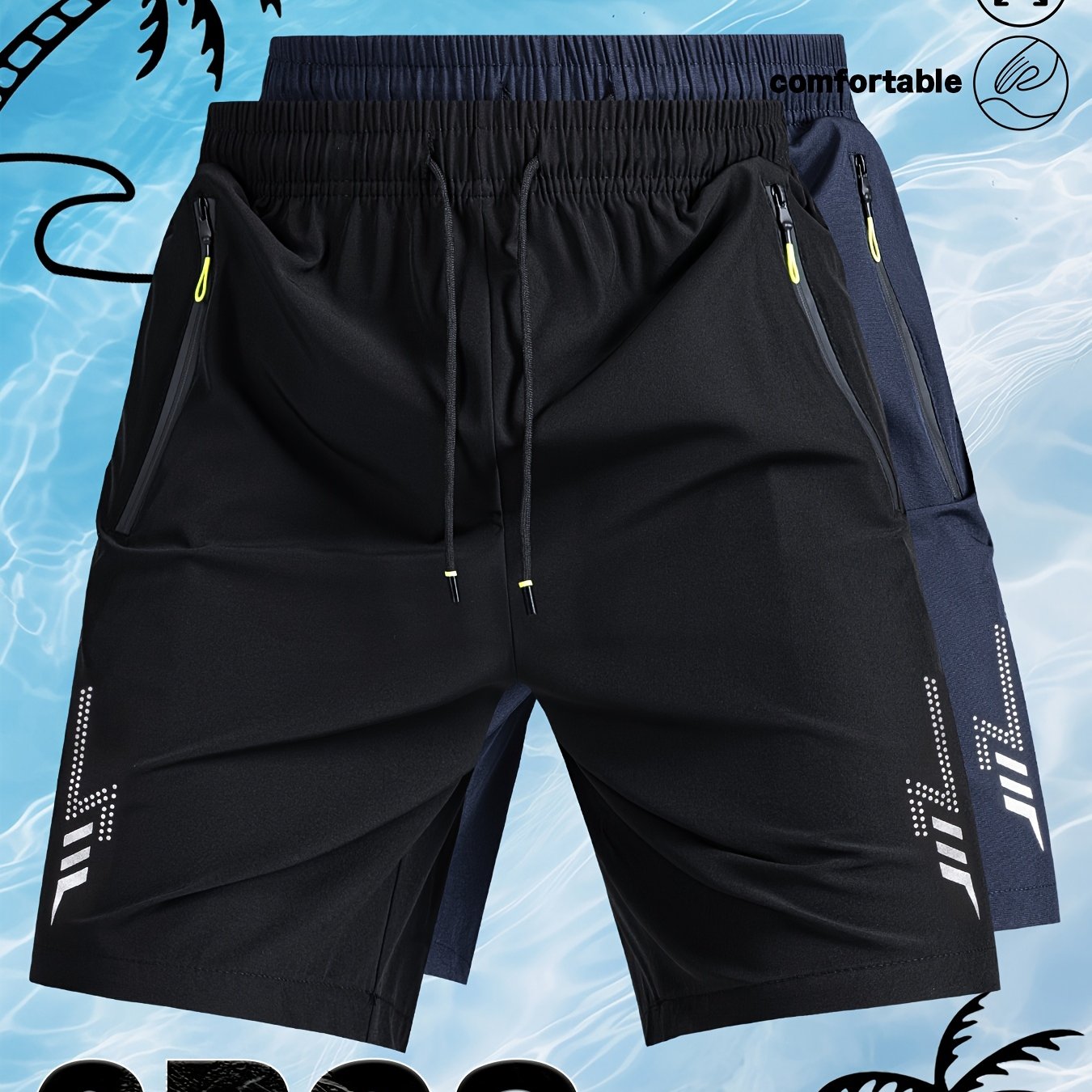 TEMU 2pcs Summer Cool- Lightning Casual Pants - In Multiple Colors. Comfortable And Breathable Sports Shorts With Geometric Patterns. Perfect For Gym