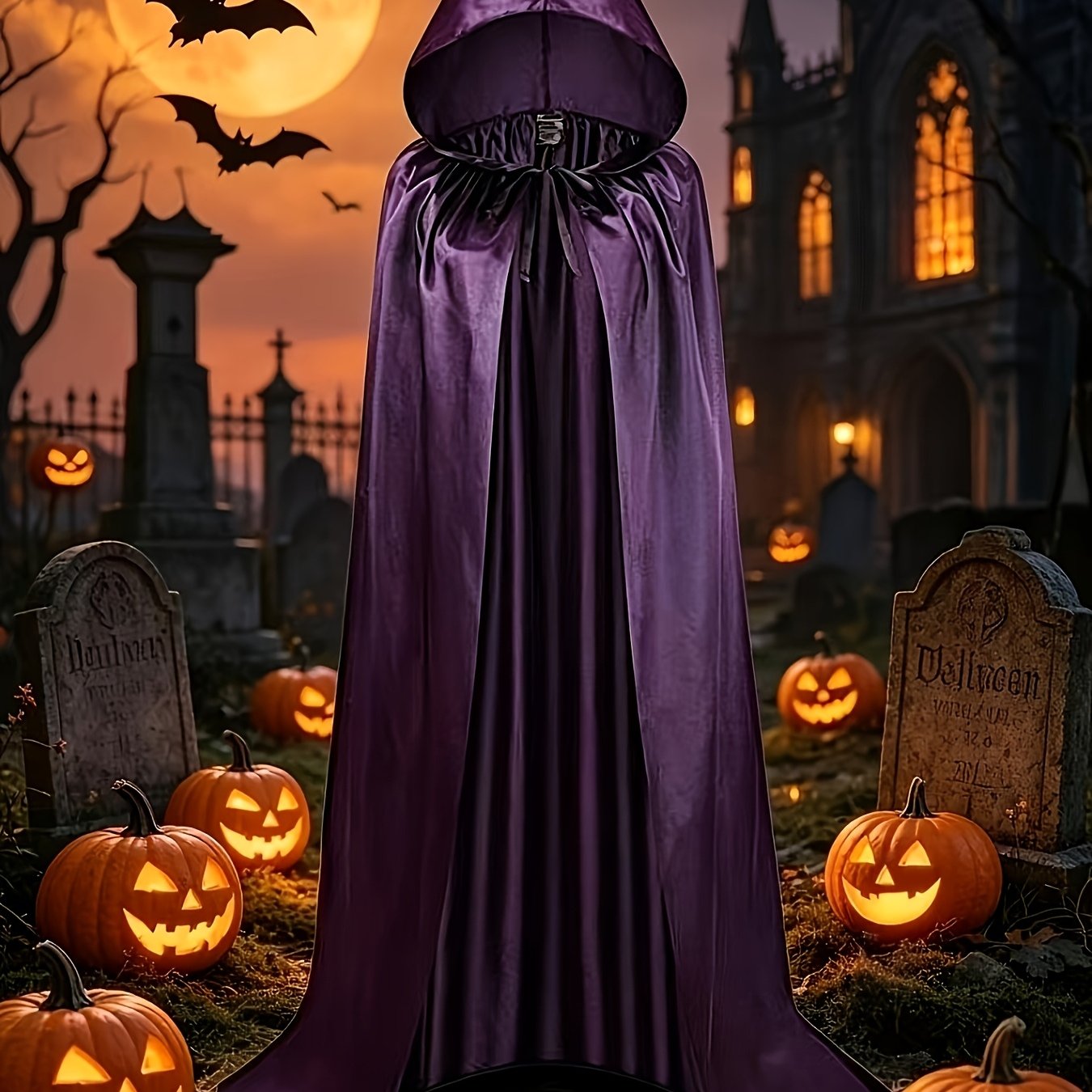 TEMU Mantello con Cappuccio per Cosplay di Halloween, Mantello Unisex Divertente e Spaventoso per e Donne, Trucco o Regalo per Halloween, Mantello da