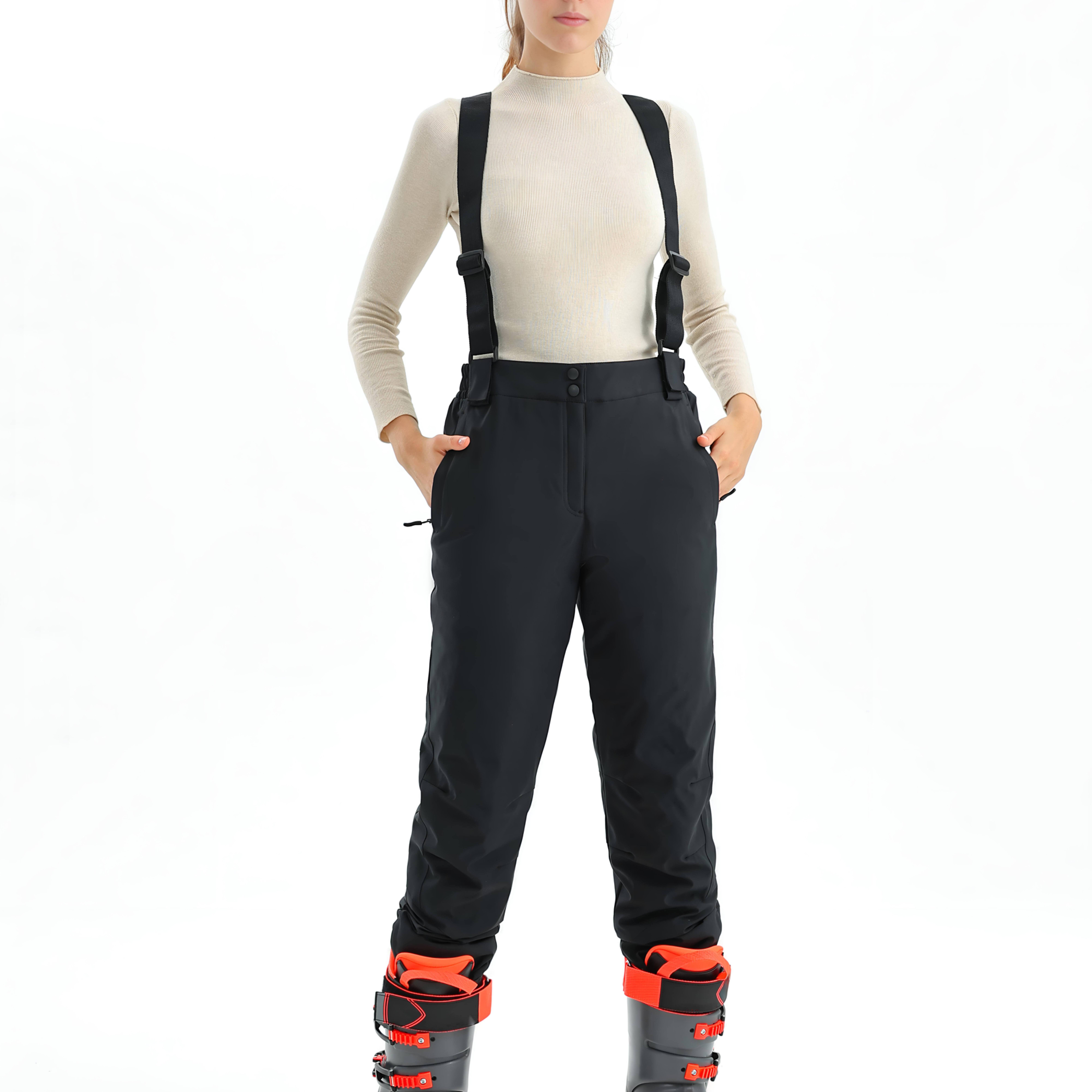 E-shop Damen Outdoor Ski-Schürzenhose Regular Fit Uni-Farben Wintersport Casual Warm