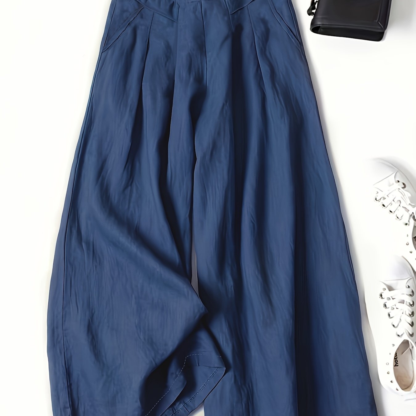 Plus Size - Plus Size - Loose Drape Literary Wide-leg Cropped Trousers Summer Women's Semi-elastic High-waisted Thin Pants